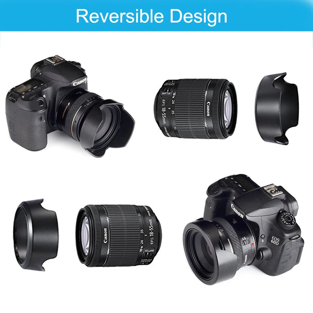 Veatree 77mm Lens Hood Set, Collapsible Rubber Lens Hood with Filter Thread + Reversible Tulip Flower Lens Hood + Center Pinch Lens Cap + Microfiber Lens Cleaning Cloth - Image 5