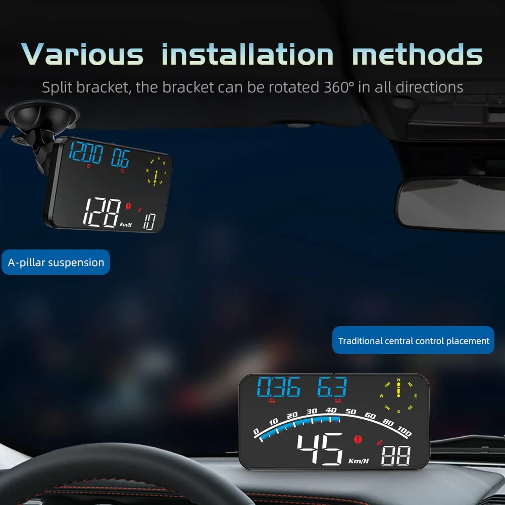 VEESA Digital GPS Speedometer, Car Universal HUD Head Up Display with Speed MPH, Compass Driving Direction, Fatigue Driving Reminder, Overspeed Alarm Trip Meter, for All Vehicle (G10) G10 - Image 5