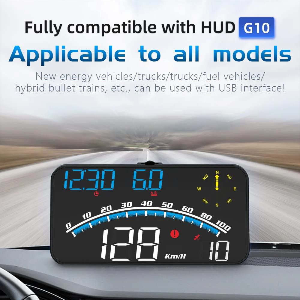 VEESA Digital GPS Speedometer, Car Universal HUD Head Up Display with Speed MPH, Compass Driving Direction, Fatigue Driving Reminder, Overspeed Alarm Trip Meter, for All Vehicle (G10) G10 - Image 7