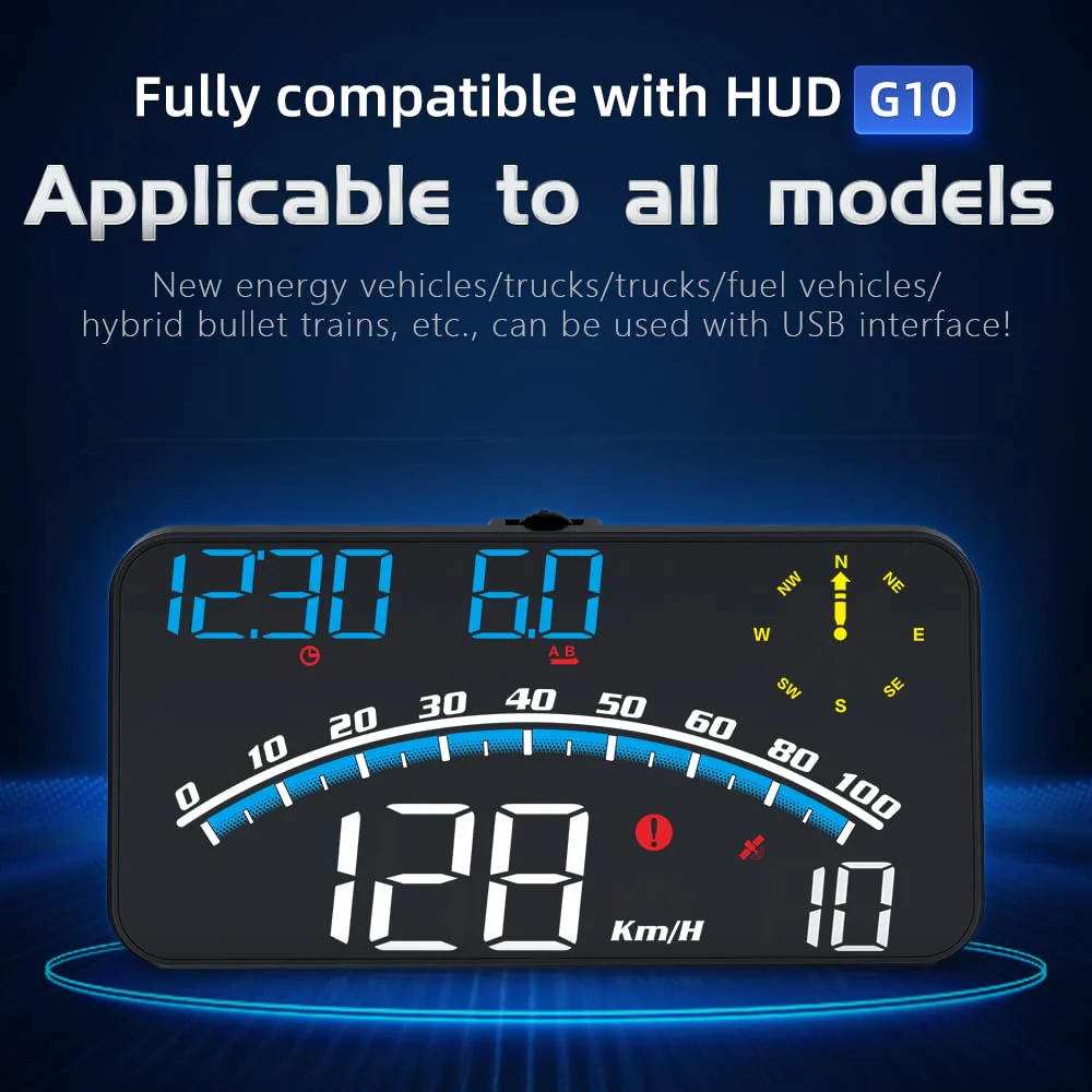 VEESA Digital GPS Speedometer, Car Universal HUD Head Up Display with Speed MPH, Compass Driving Direction, Fatigue Driving Reminder, Overspeed Alarm Trip Meter, for All Vehicle (G10) G10 - Image 9