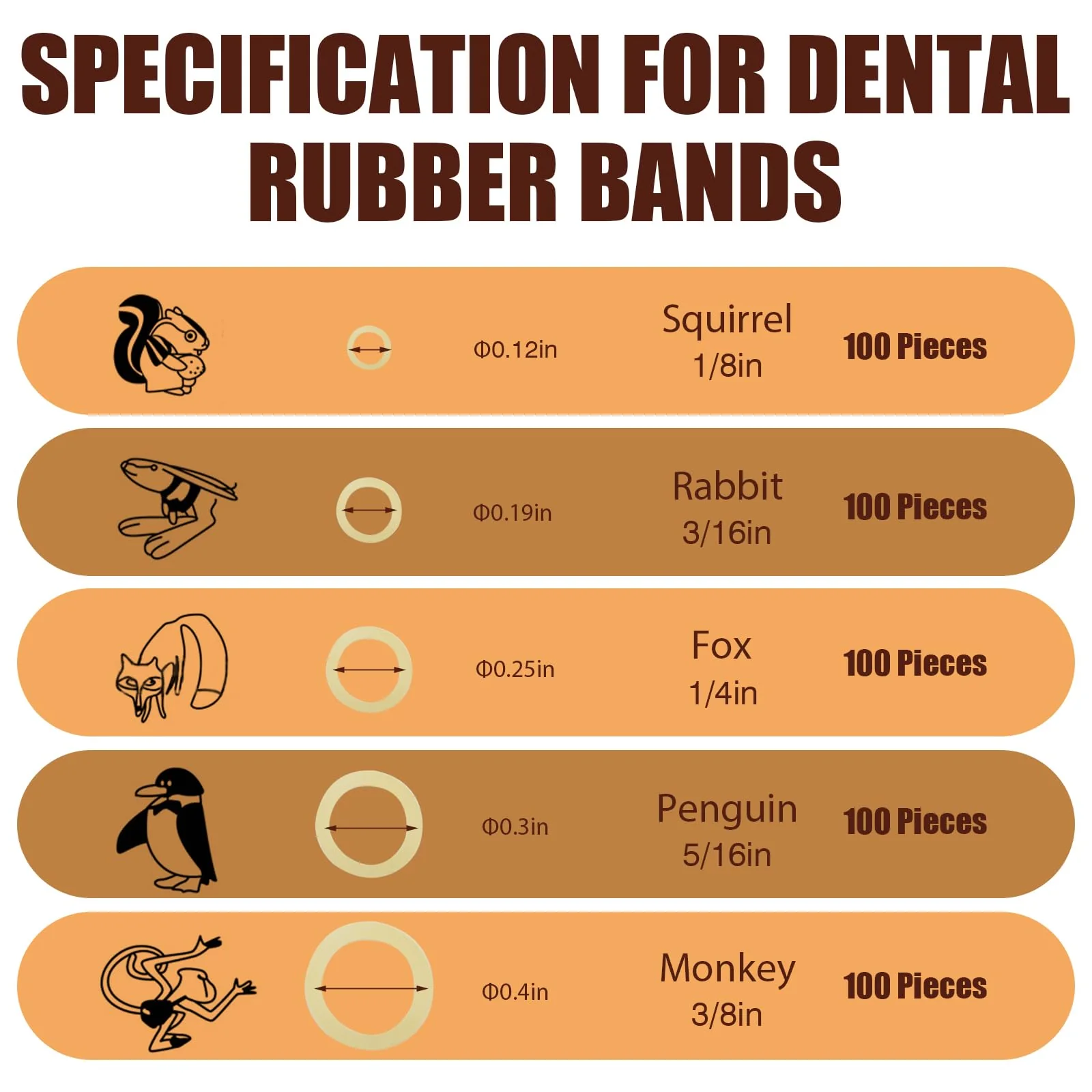 VEGCOO Pack of 600 Orthodontic Rubber Bands, 3/8 Inch, Braces Accessories with 6 Placers, Dental Orthodontic Rubber Bands for Dental Braids Braces Dental Gaps (Monkey) Monkey - Image 2