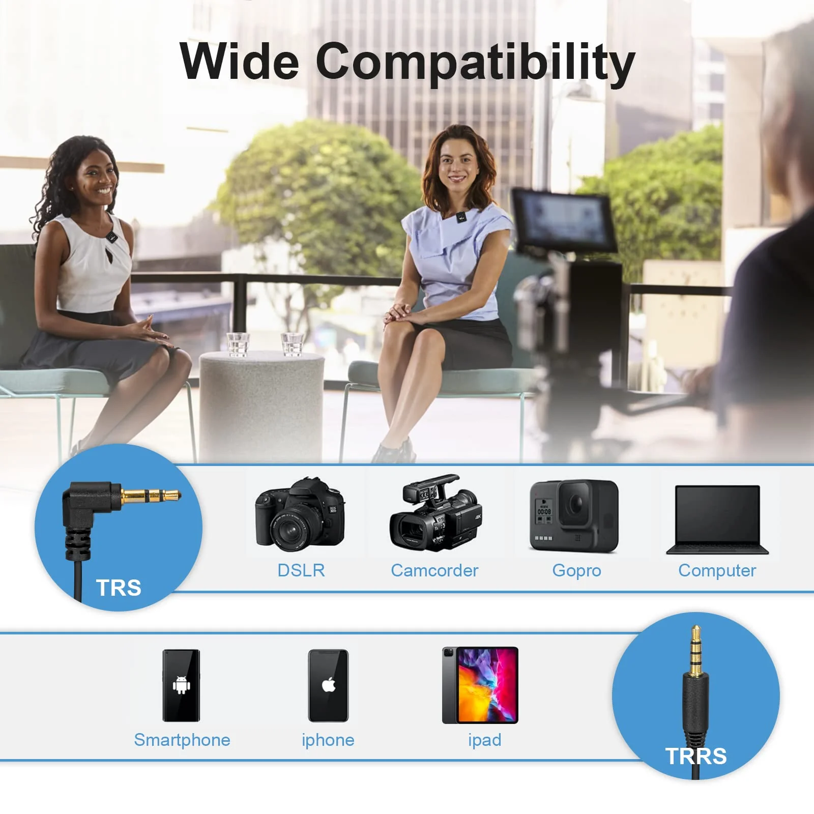 VeGue Wireless Lavalier Microphone System, 2.4GHz Dual Channel Wireless Lapel Mic with Noise Cancellation for DSLR Cameras, Camcorders and Phones, Lavalier Mic for TikTok, Interview and Recording Black - Image 6