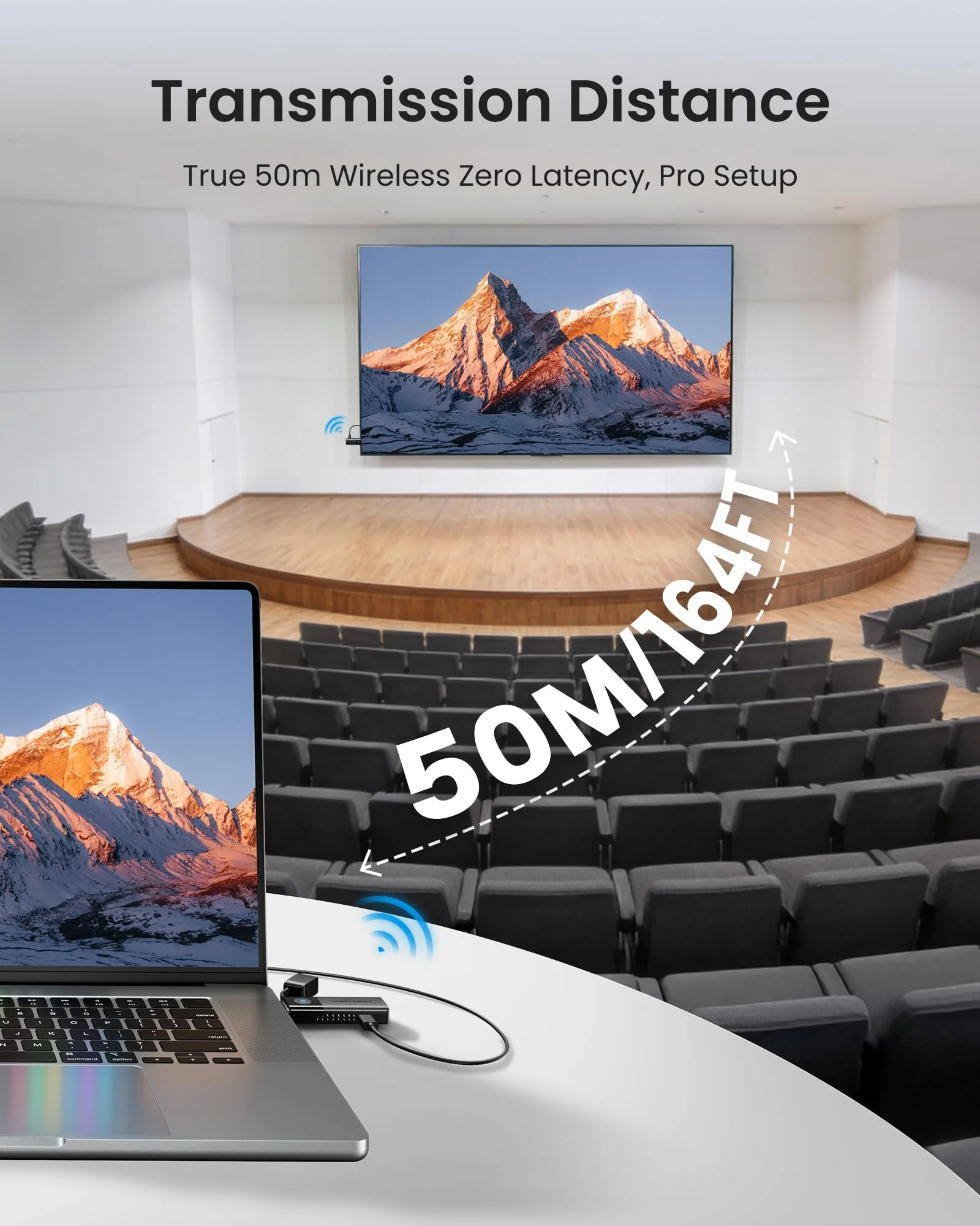 VENTION Mini Wireless HDMI Transmitter and Receiver 165FT/50M,4K Decode 1080P@60Hz Ultra HD Video Output, Plug&Play 5G for Video and Audio to Monitor from Monitor/Projector/TV - Image 2
