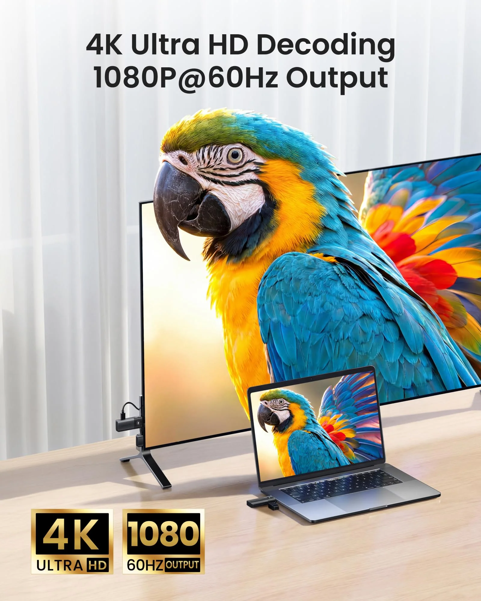 VENTION Mini Wireless HDMI Transmitter and Receiver 165FT/50M,4K Decode 1080P@60Hz Ultra HD Video Output, Plug&Play 5G for Video and Audio to Monitor from Monitor/Projector/TV - Image 3