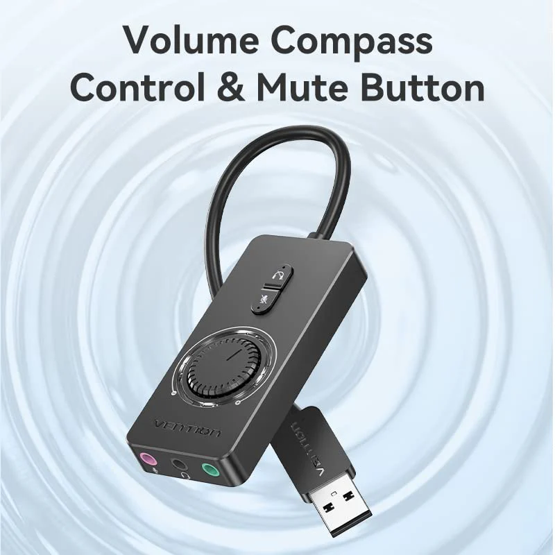 VENTION USB Sound Card, External Stereo Sound Card with Volume Control, USB to 3.5mm Jack Audio Adapter for Windows, Mac, PC, Laptop, Desktop, Headset, Switch and More Three Jack - Image 3