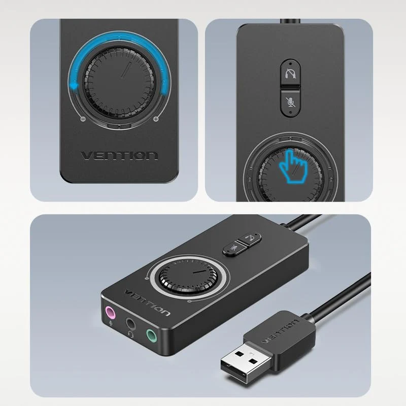 VENTION USB Sound Card, External Stereo Sound Card with Volume Control, USB to 3.5mm Jack Audio Adapter for Windows, Mac, PC, Laptop, Desktop, Headset, Switch and More Three Jack - Image 7