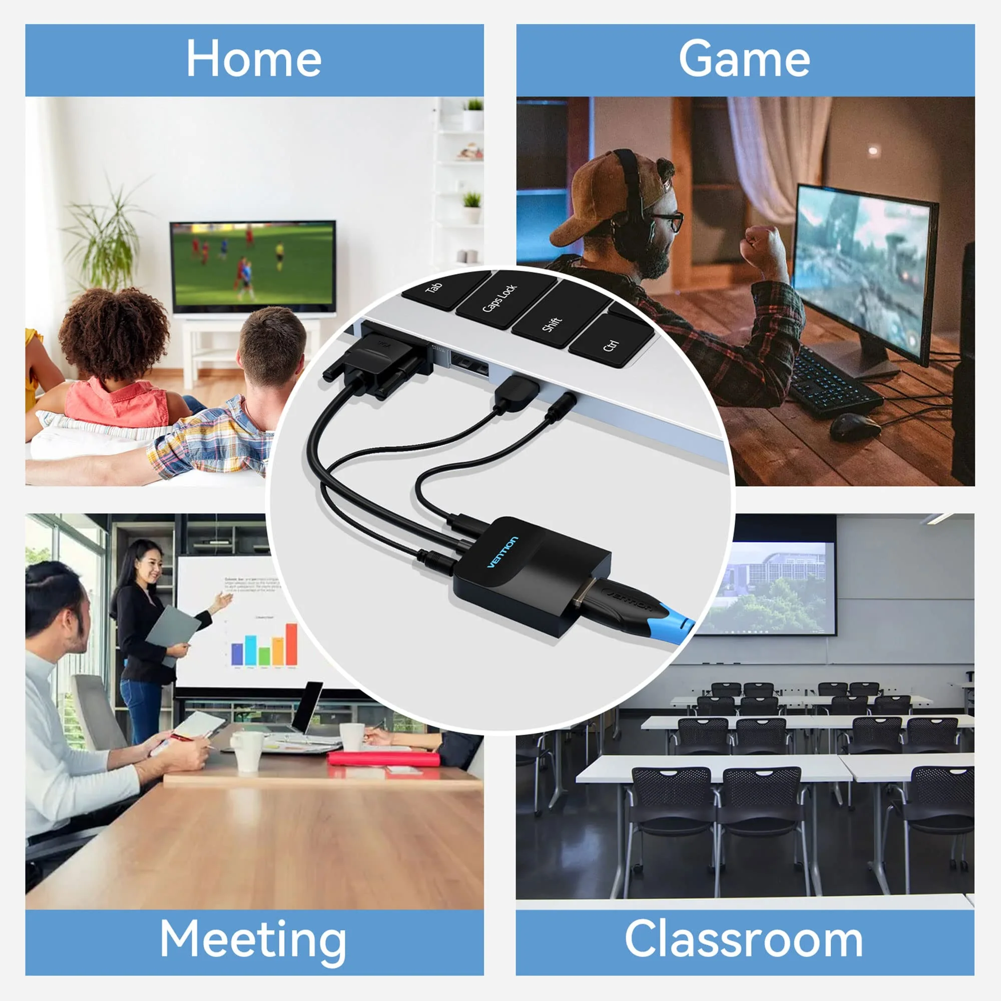 VENTION VGA to HDMI Adapter-1080P Video Dongle Adaptador VGA Converter with Audio Cable (1.5FT), Male to Female for PC,Monitor HDTV (Note: VGA to HDMI Only, Not Bi-Directional) 1.5FT - Image 8