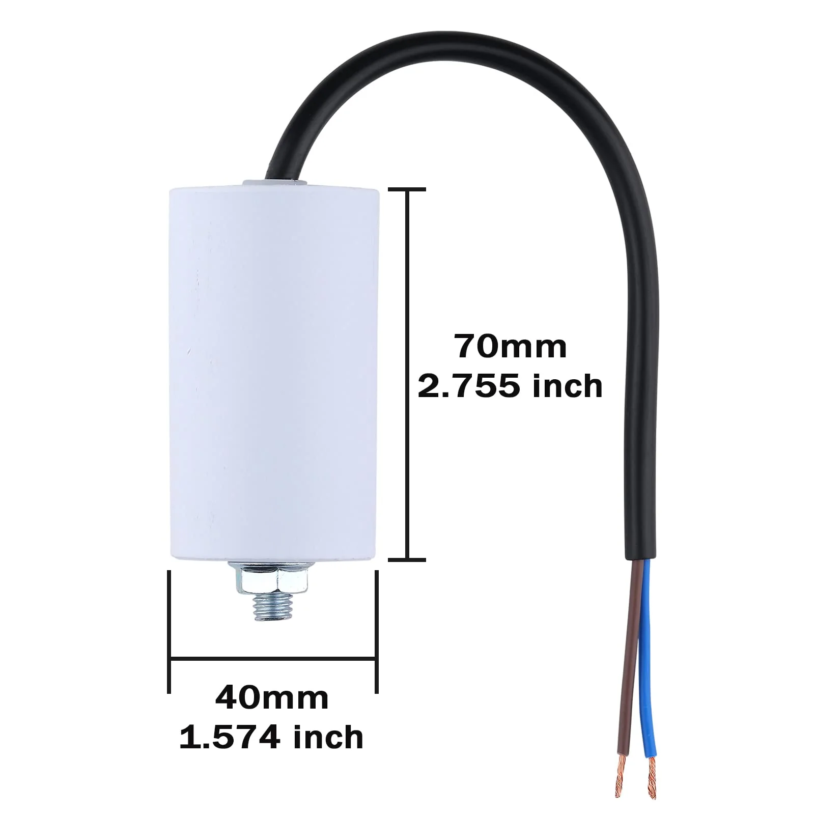 VEXUNGA 16µF 450V Motor Capacitor Starting Capacitor 16uF 16uF 450V 40x70mm CBB60 Capacitors Cable M8 for Electric Motor - Image 2