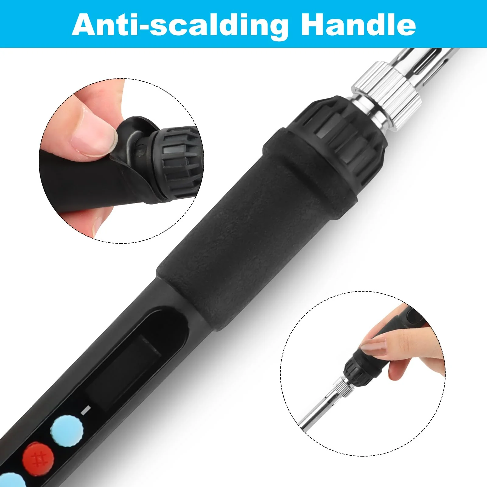 VFANDV Soldering Iron Set, 60 W Soldering Set with Adjustable Temperature Switch 200 °C - 500 °C with On/Off and 10 g Soldering Wire, 5 Soldering Tips, Soldering Iron Stand, Wired Soldering Iron for - Image 5