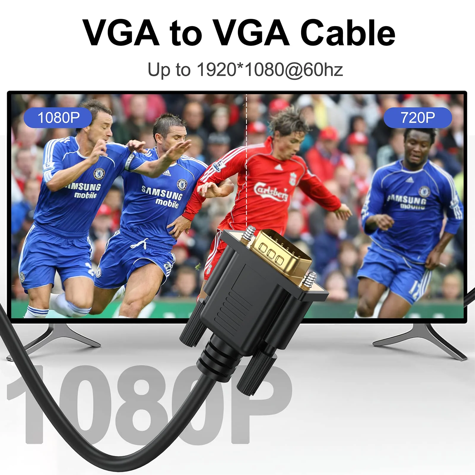 VGA Cable 10 Feet, VGA to VGA Cord, VGA Computer Monitor Cable Male to Male 1080P@60hz Full HD for Computer, Laptop, Docking Station, DVD, Monitor, TV, Projector VGA Black 1-Pack - Image 3