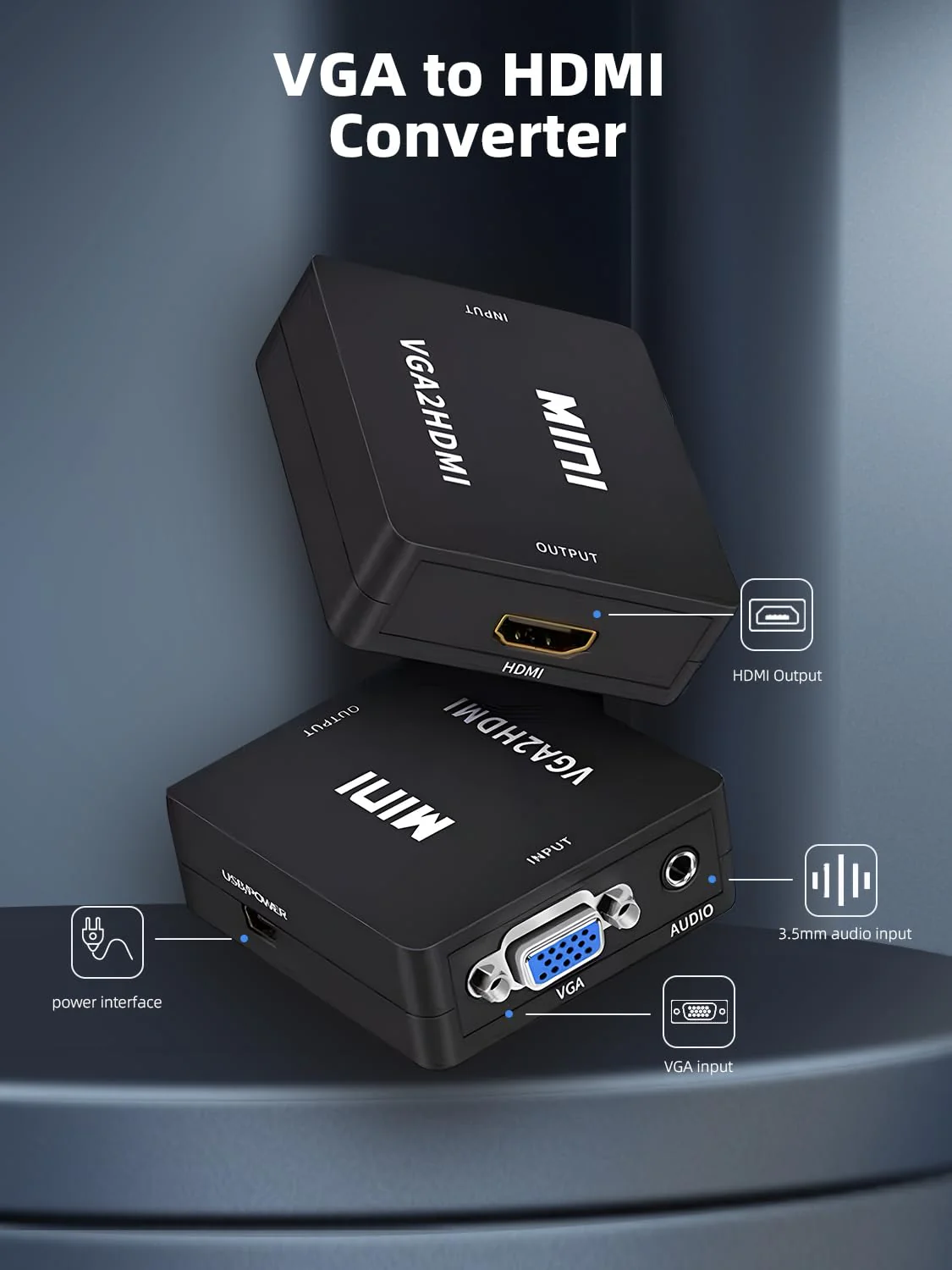 VGA to HDMI Adapter with Audio, VGA to HDMI Converter, for VGA Computer/Laptop to HDMI Monitor/TV(Not Bidirectional) - Image 6