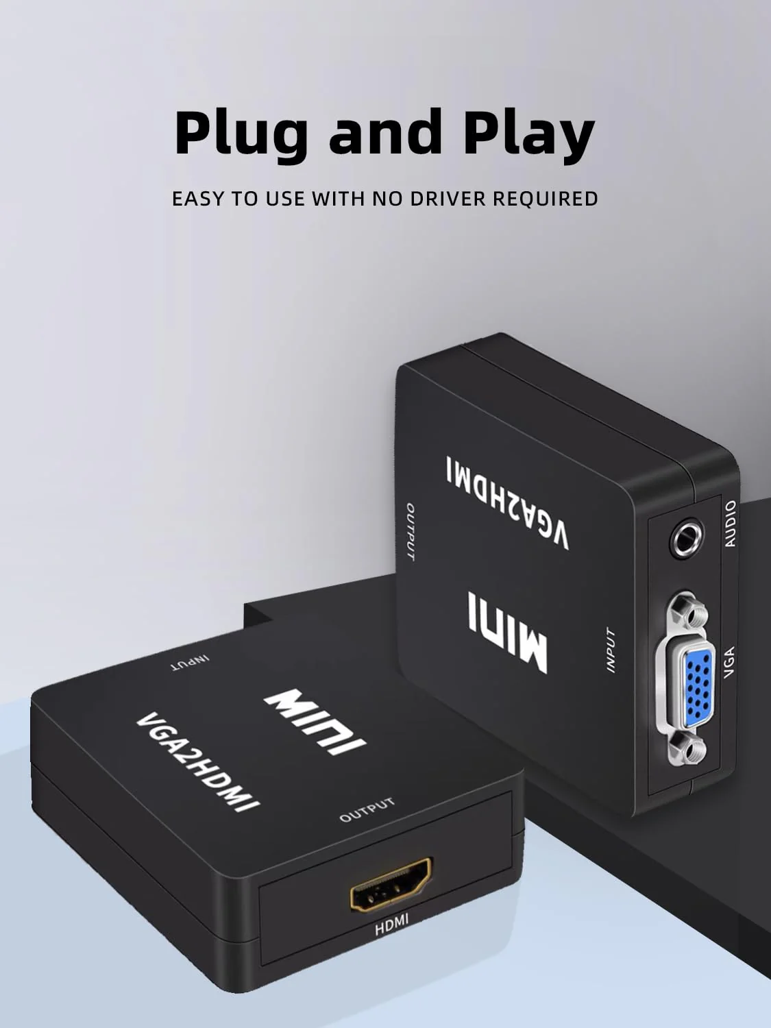 VGA to HDMI Adapter with Audio, VGA to HDMI Converter, for VGA Computer/Laptop to HDMI Monitor/TV(Not Bidirectional) - Image 7