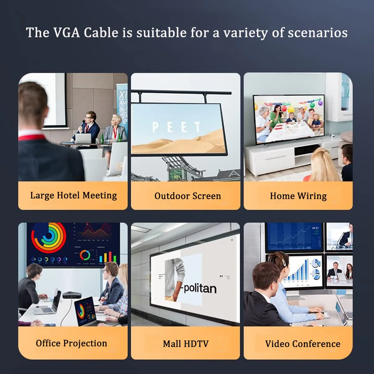 VGA to VGA Cable 20FT, VGA Cord HD15 Computer Monitor Cable 20 Feet 1080P for PC Laptop TV Projector 1 - Image 7