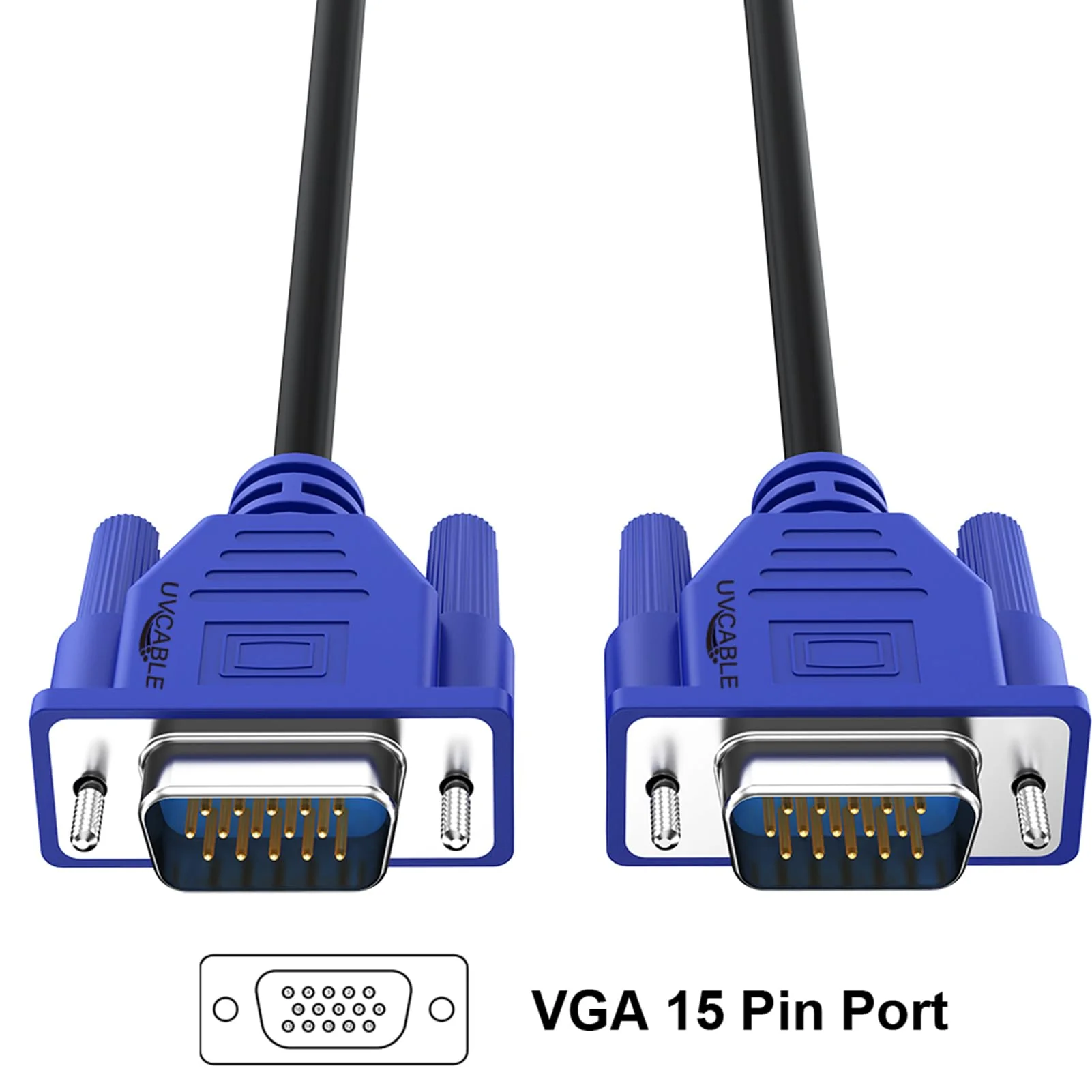 VGA to VGA Monitor Cable 5 Feet, VGA Cord 5 Feet, Male VGA to VGA Male Computer Monitor Cable Adapter Cord HD15 1080P@60Hz Full HD High Resolution for TV Computer Projector TV Docking Station 5 FT/1.5M VGA Blue 1-Pack - Image 6