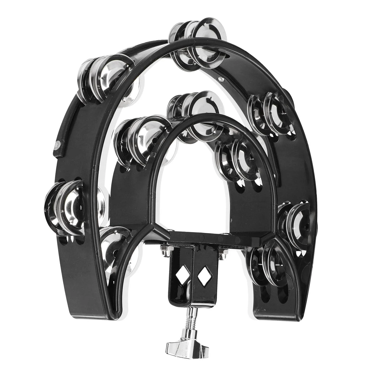 VGEBY Drum Set Hi Hat, Hi Hat Tambourine Drum Set Multifunctional Hand Bell Rattle Loose Double Row Bells Tambourine for for Mounted - Image 3