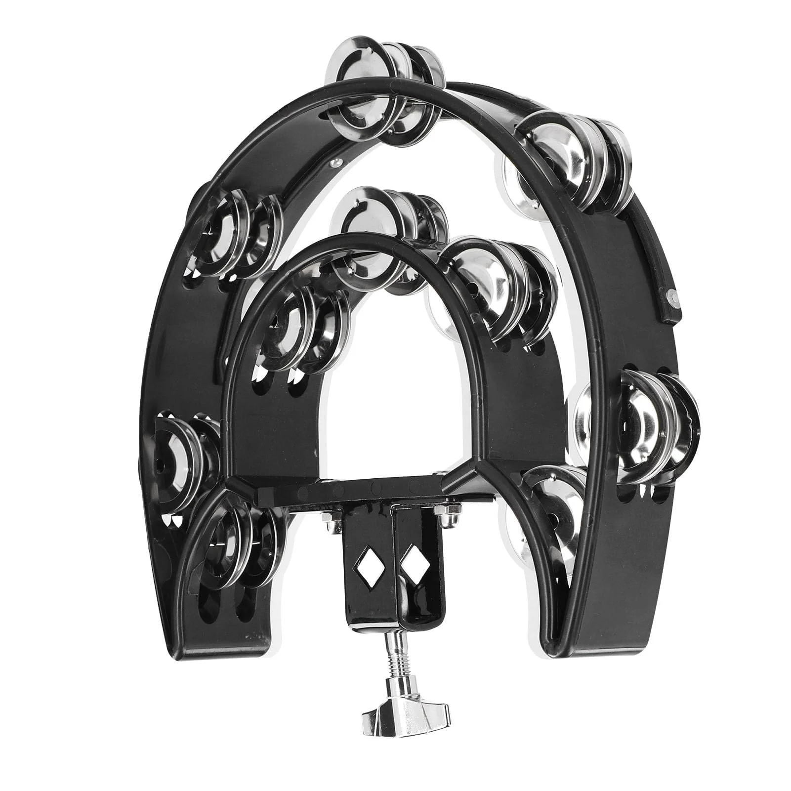 VGEBY Drum Set Hi Hat, Hi Hat Tambourine Drum Set Multifunctional Hand Bell Rattle Loose Double Row Bells Tambourine for for Mounted - Image 9