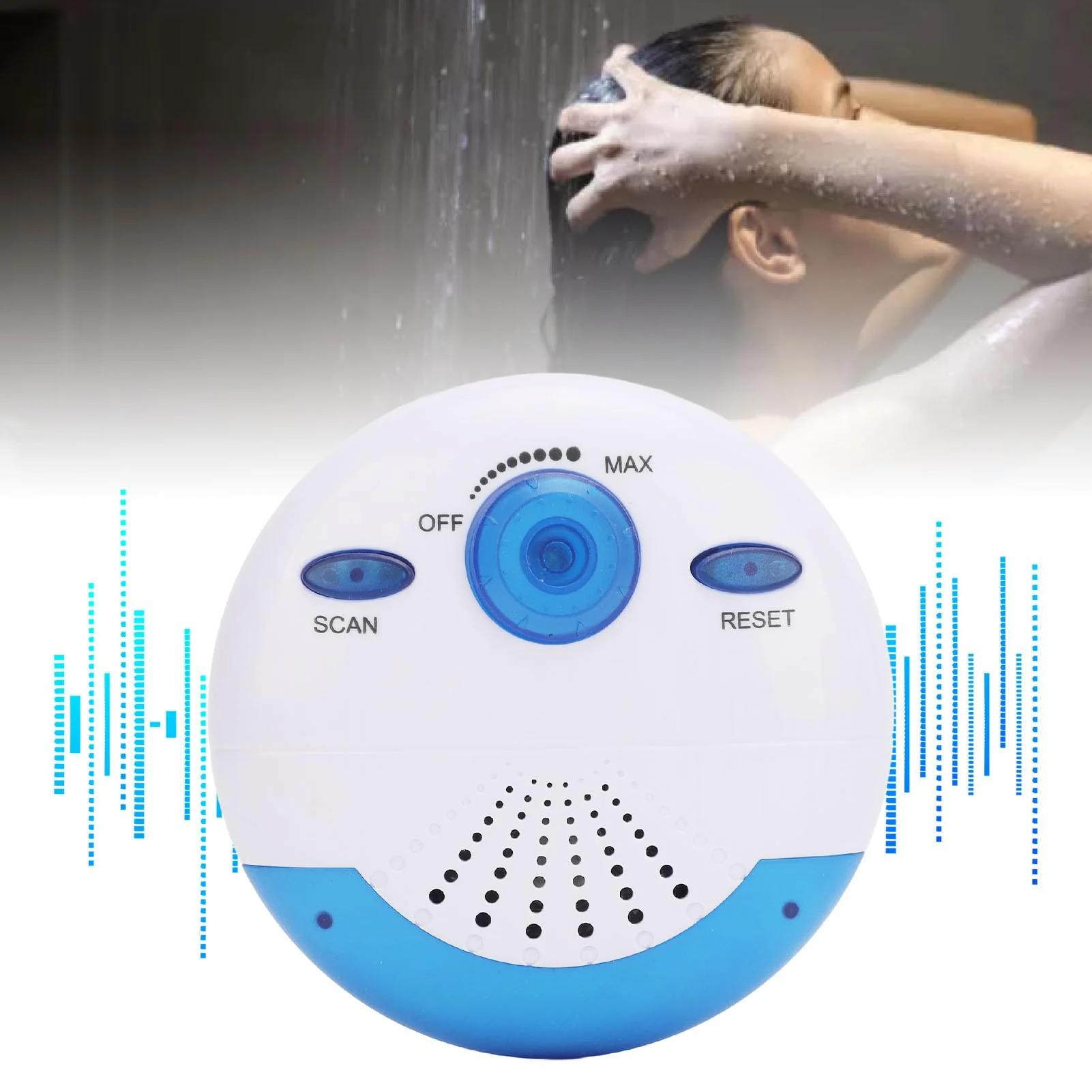 VGEBY Shower Radio, 360 Degrees Surround Sound Shower Radio Speaker IPX7 Waterproof Portable FM Radio with Top Handle for Bathroom Outdoor - Image 9