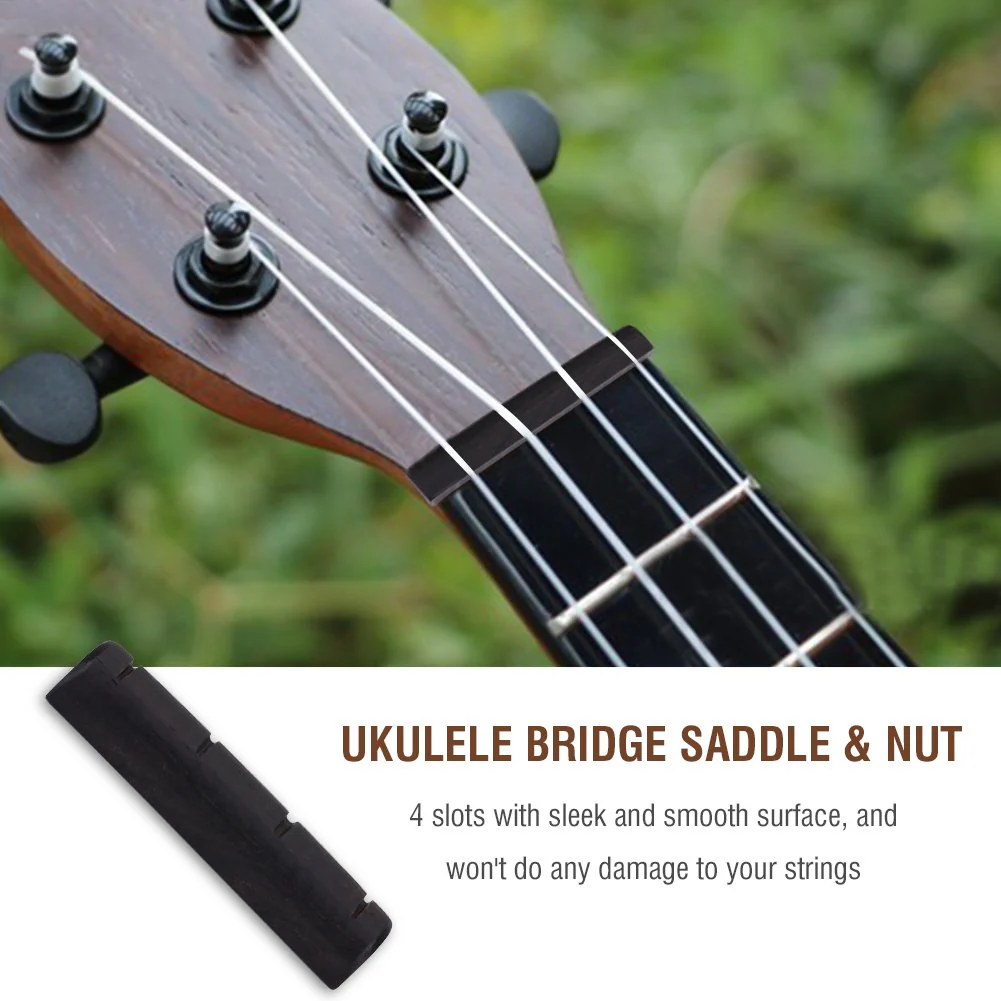 VGEBY Ukulele Bridge Saddle, Guitar String Ebony Saddle and Nut for 4 String Guitar Replacement Parts Played Accessories - Image 5
