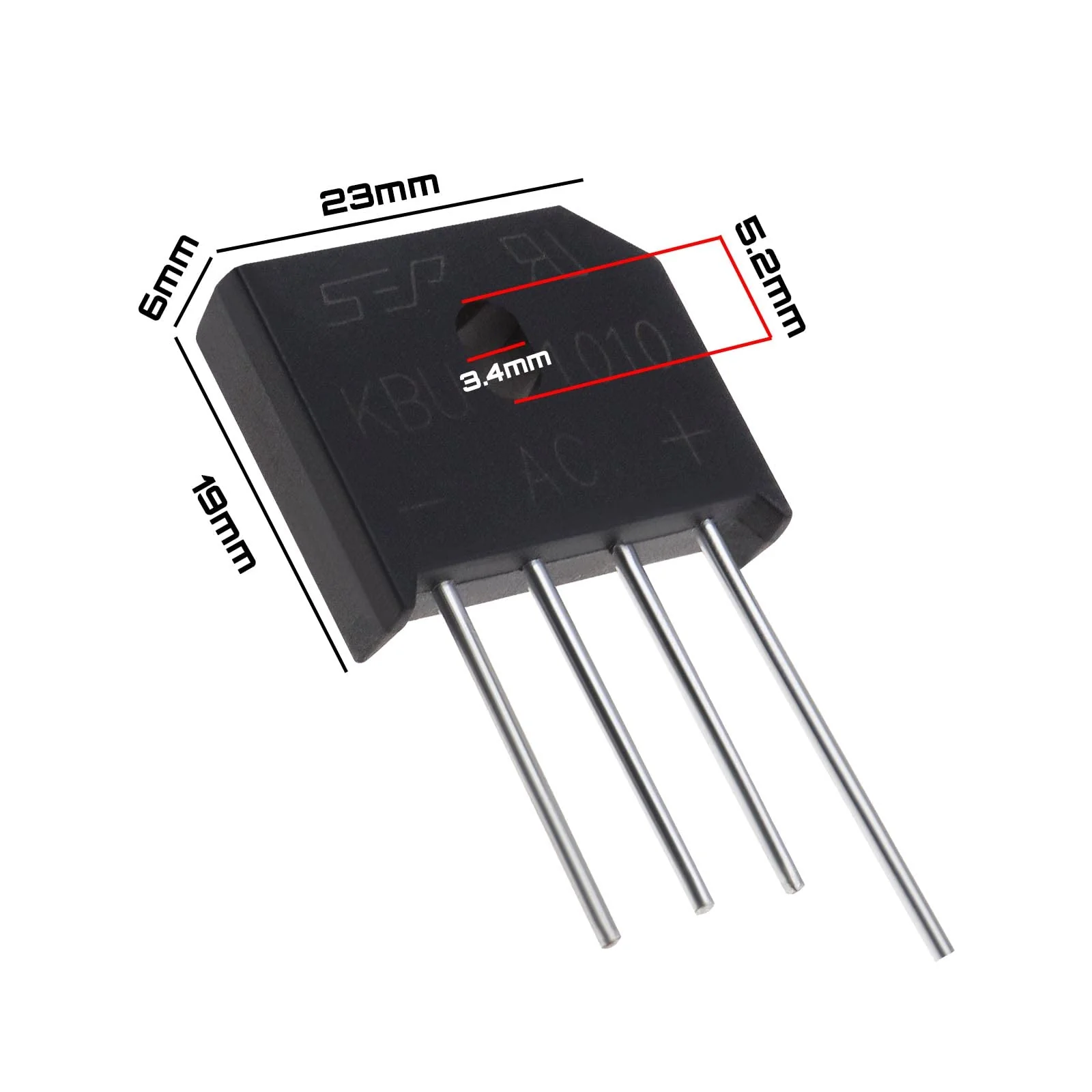 VGOL KBU1010 Bridge Rectifier Bridge Lead Diode 1000V 10A Single Phase Diode Bridge Rectifier for Electronic Circuits Household Appliances Pack of 10 - Image 4
