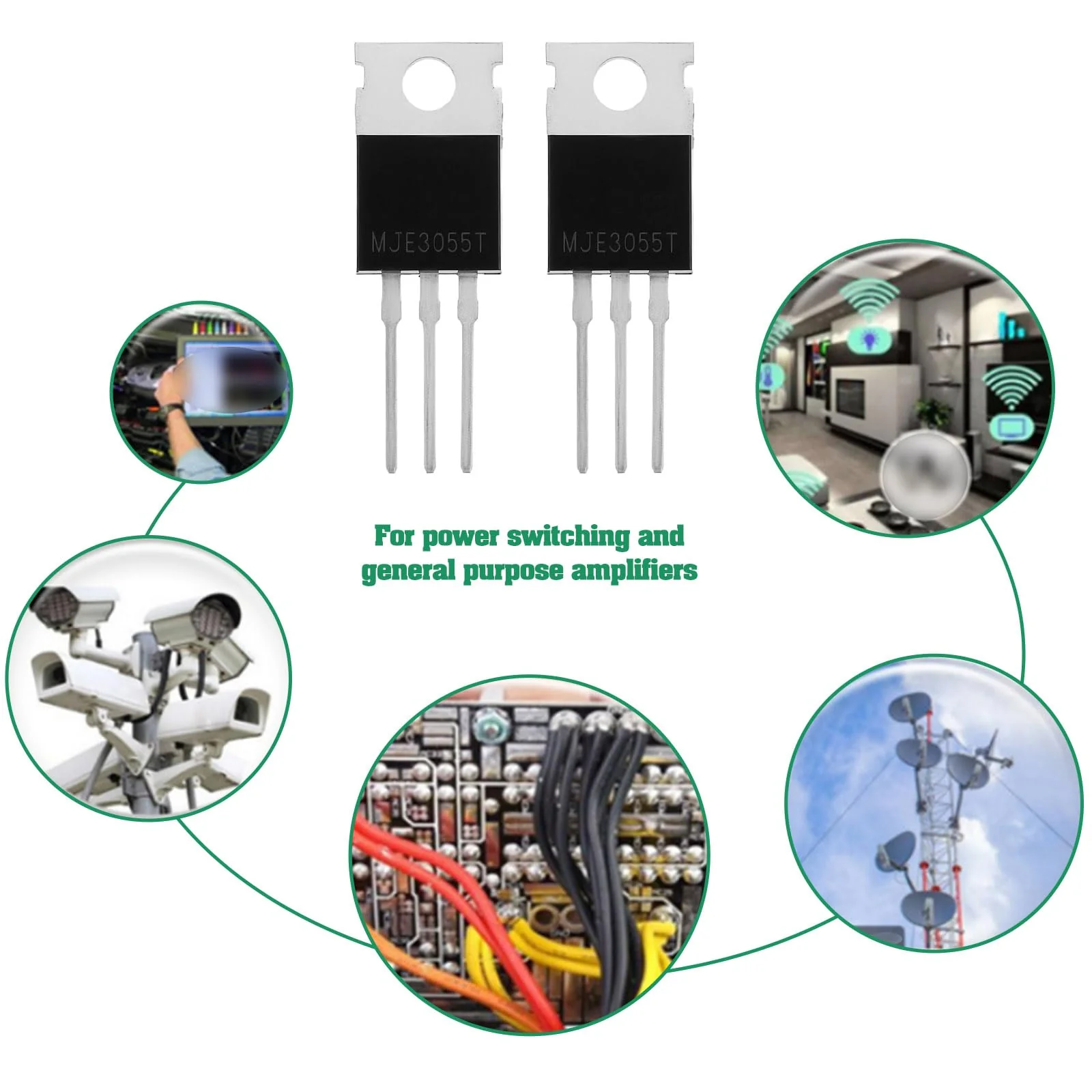 VGOL MJE3055T NPN Transistor TO-220 10A 60V 75W 29 x 9.7mm for Power Circuit and General Purpose Amplifier NPN Semiconductor Switch Black Pack of 20 - Image 3