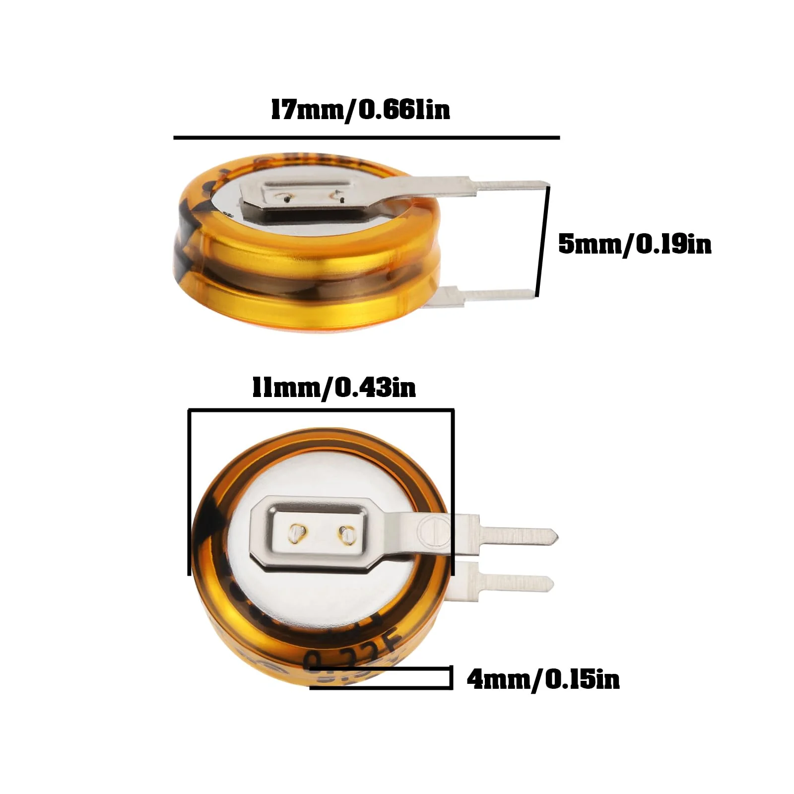 VGOL Pack of 4 0.22F 5.5V Super Capacitor Pitch 5mm Button Capacity Suitable for Truck Lighting Appliances Power Tools - Image 4