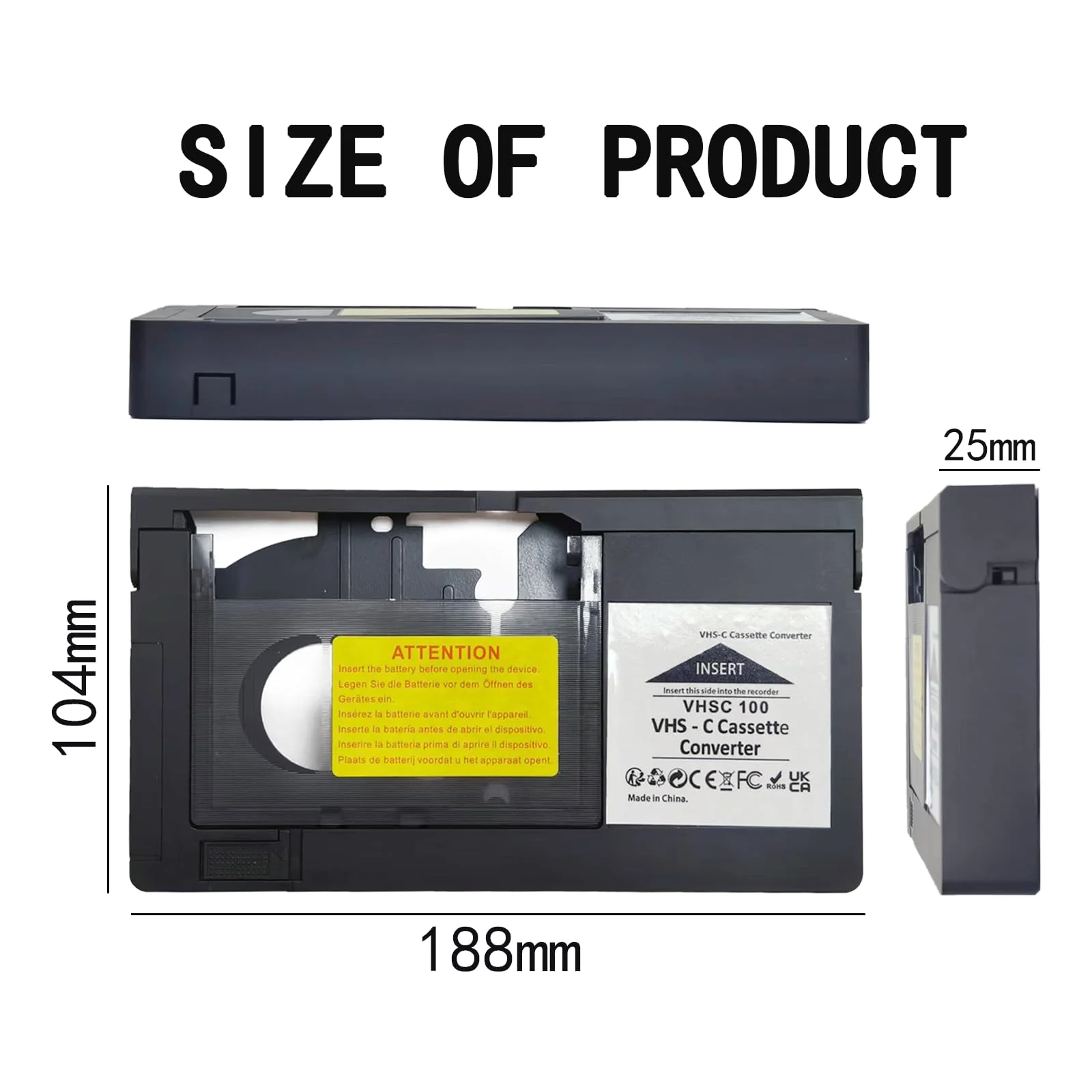 VHS-C Tape Cassette Adapter for Camcorders Motorized VHS VHS-C to VHS – Ideal for VCR Player, Video Cassette Player and VHS to Digital Converting - Image 3