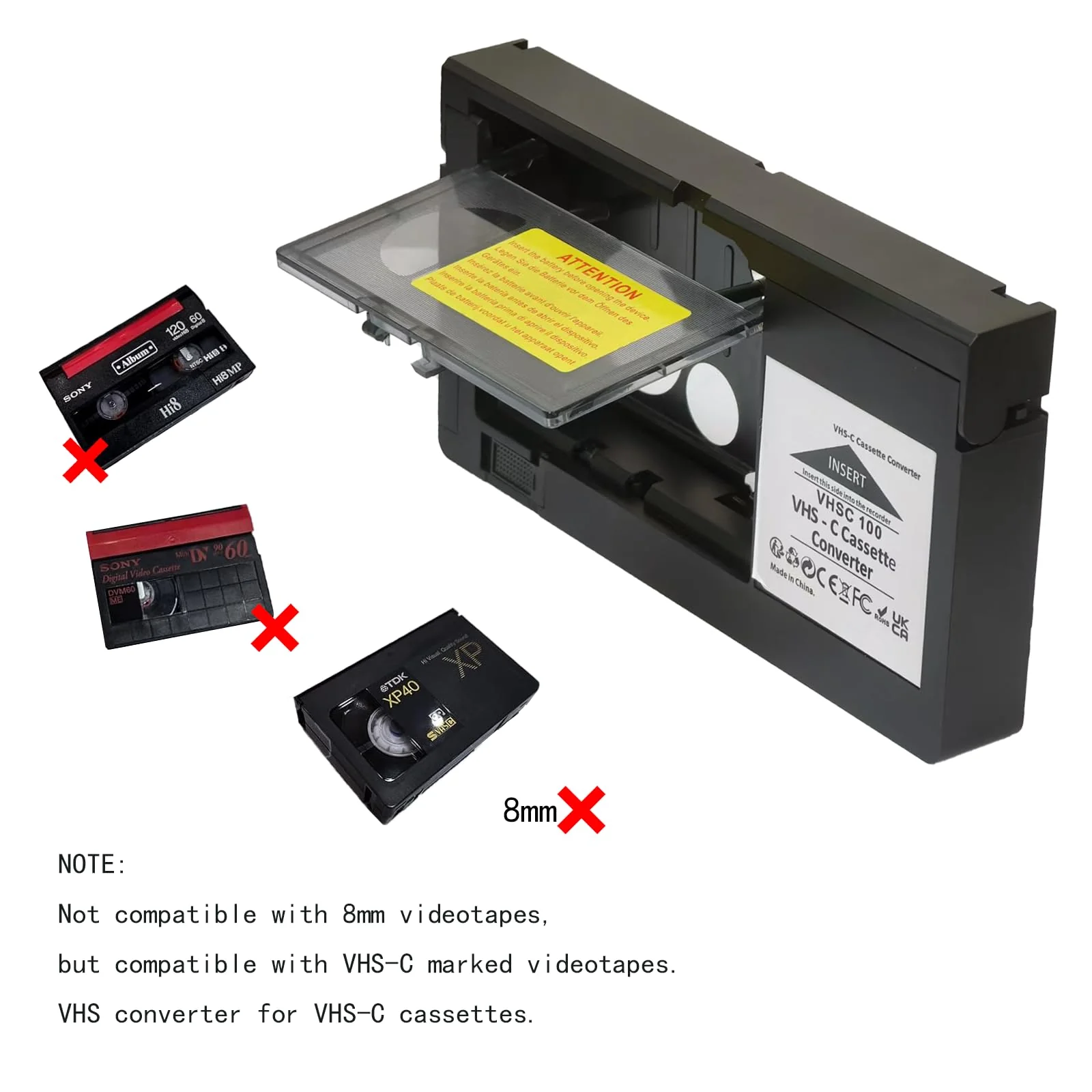 VHS-C Tape Cassette Adapter for Camcorders Motorized VHS VHS-C to VHS – Ideal for VCR Player, Video Cassette Player and VHS to Digital Converting - Image 4