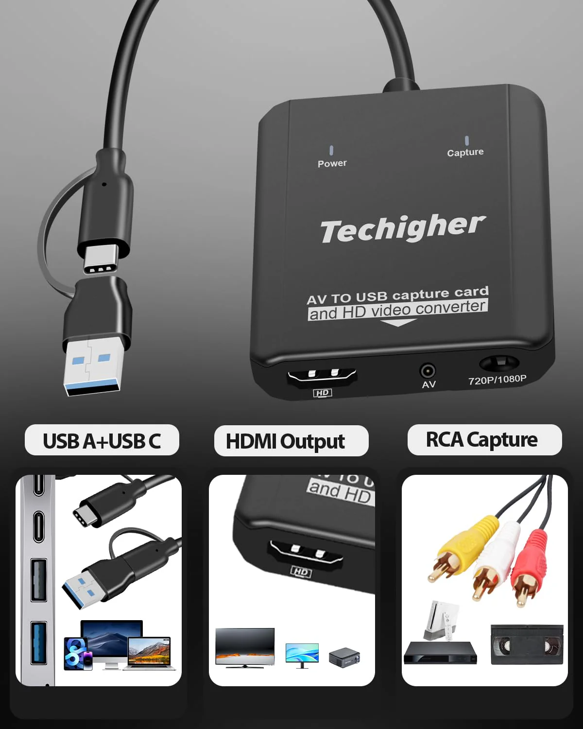 VHS to Digital Converter & RCA to HDMI Adapter USB Video Capture Card for VCR/DVD/AV/PS2/Wii,av to hdmi Converter to Display Output, wii hdmi Adapter,Save/Convert OldVideo (Optimized 2025) Optimized 2025 - Image 6