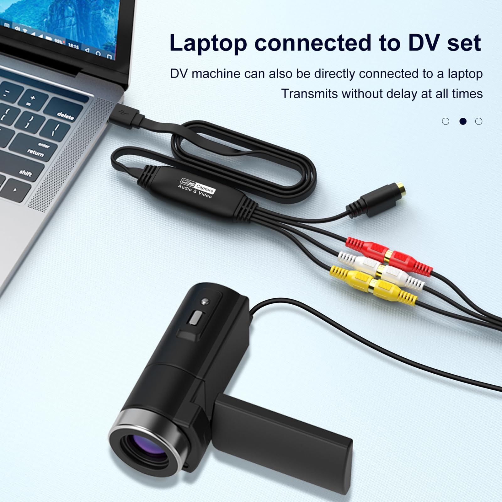 VHS to Digital Converter, USB Video Capture Card, RCA AV to USB Audio Video Transfer Grabber, Convert Analog VHS VCR to Digital Adapter for PC DV Camera DSLR DVD Compatible Windows Mac OS - Image 2