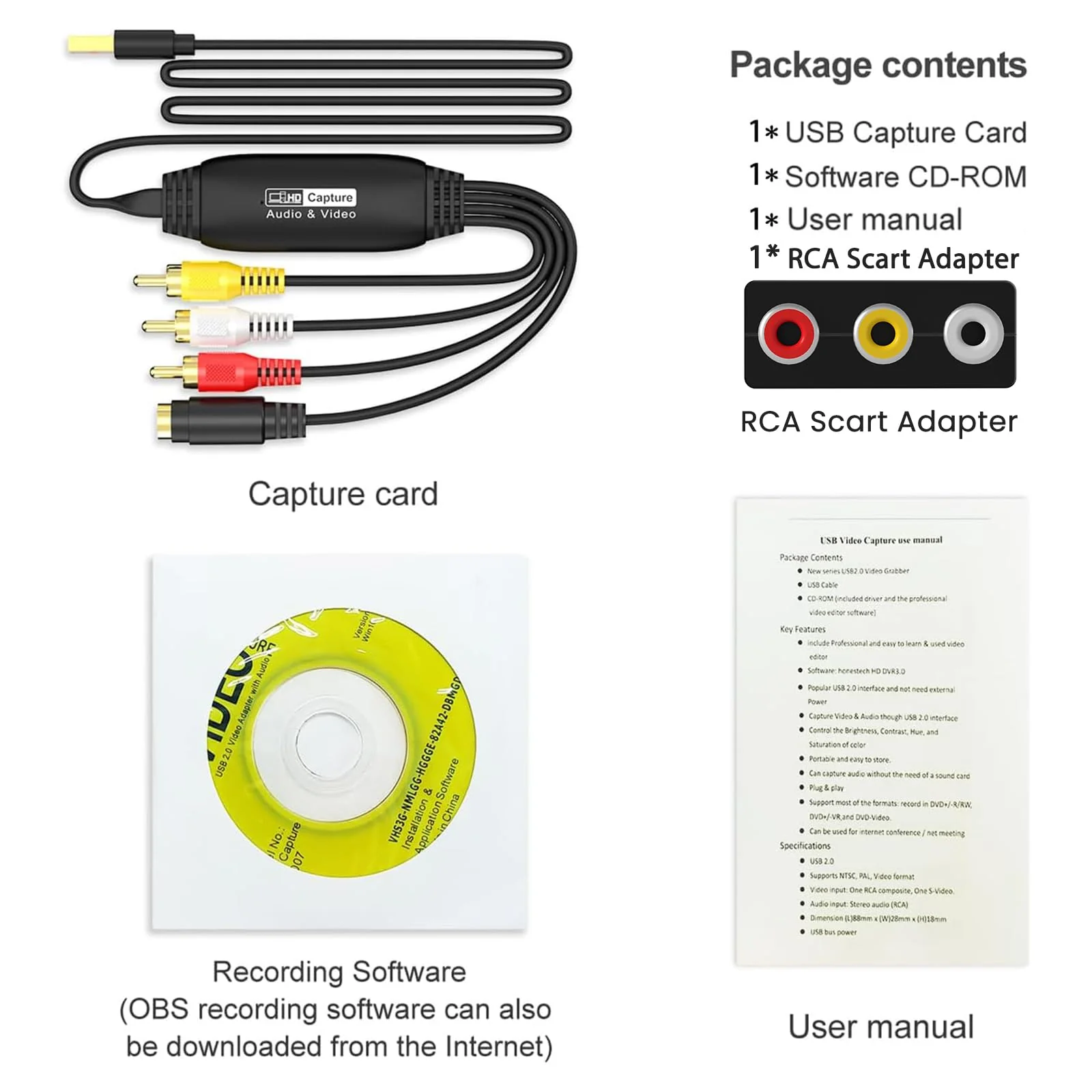 VHS to Digital Converter, USB Video Capture Card, RCA AV to USB Audio Video Transfer Grabber, Convert Analog VHS VCR to Digital Adapter for PC DV Camera DSLR DVD Compatible Windows Mac OS - Image 7