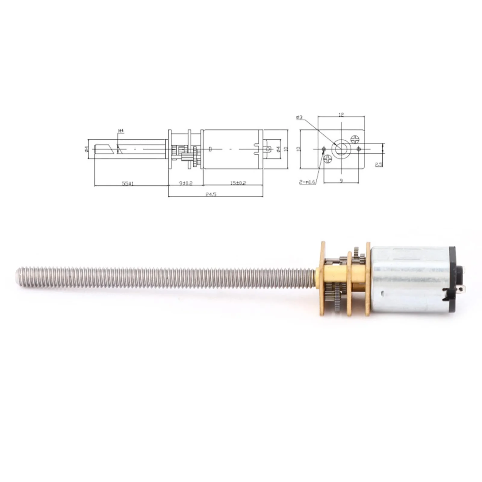 ViaGasaFamido N20 Gear Motor Mini Metal Gear Motor Speed Reducer for Lead Ball Screws DC with 55 mm Long M4 Threaded Spindle (200 Rpm), Gear Motor - Image 5