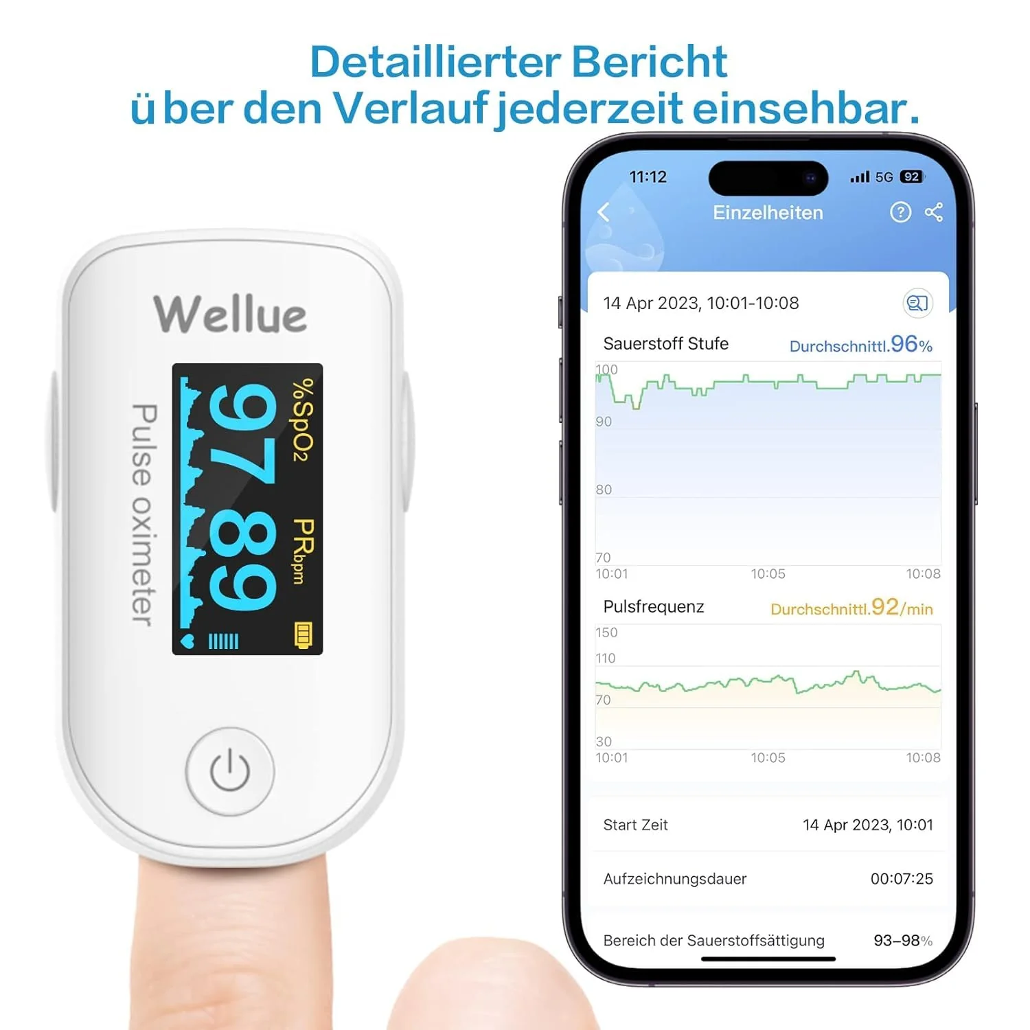 ViATOM Sleep Monitor for the Blood, Portable Fingertip Device to Monitor Heart Rate Sp-O2 Values, App Bluetooth - Image 5