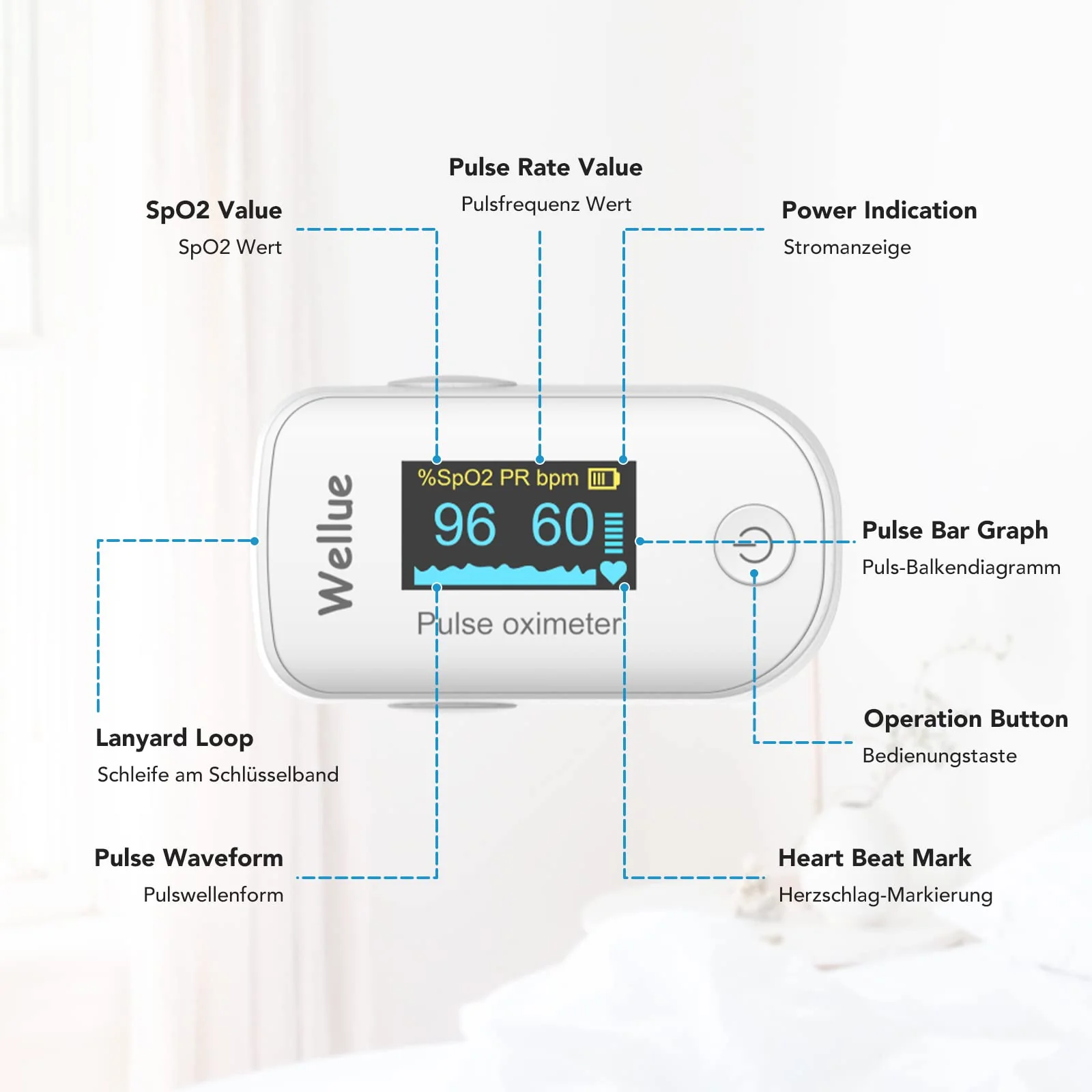 ViATOM Sleep Monitor for the Blood, Portable Fingertip Device to Monitor Heart Rate Sp-O2 Values, App Bluetooth - Image 6