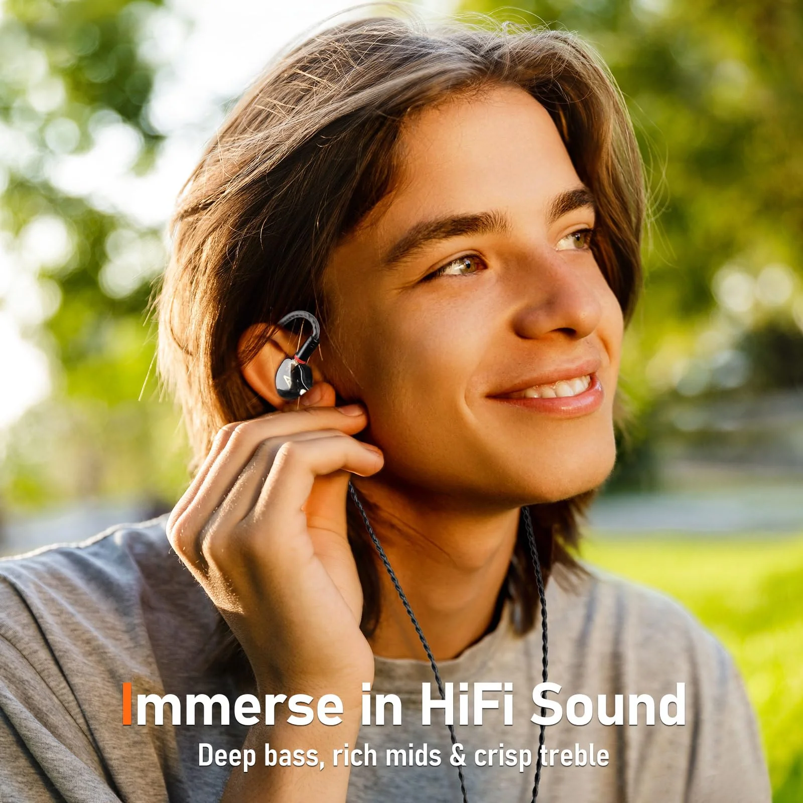 Vibes 202M Wired Earbuds - HiFi in Ear Monitor Headphones - Noise Isolating Ear Buds w/ Mic - Clear Sound, Deep Bass & Comfort-Fit Gaming Earphones - MMCX to 3.5mm & Silver Plated Cord, Carrying Case 3.5mm & Mic 1-Black - Image 2