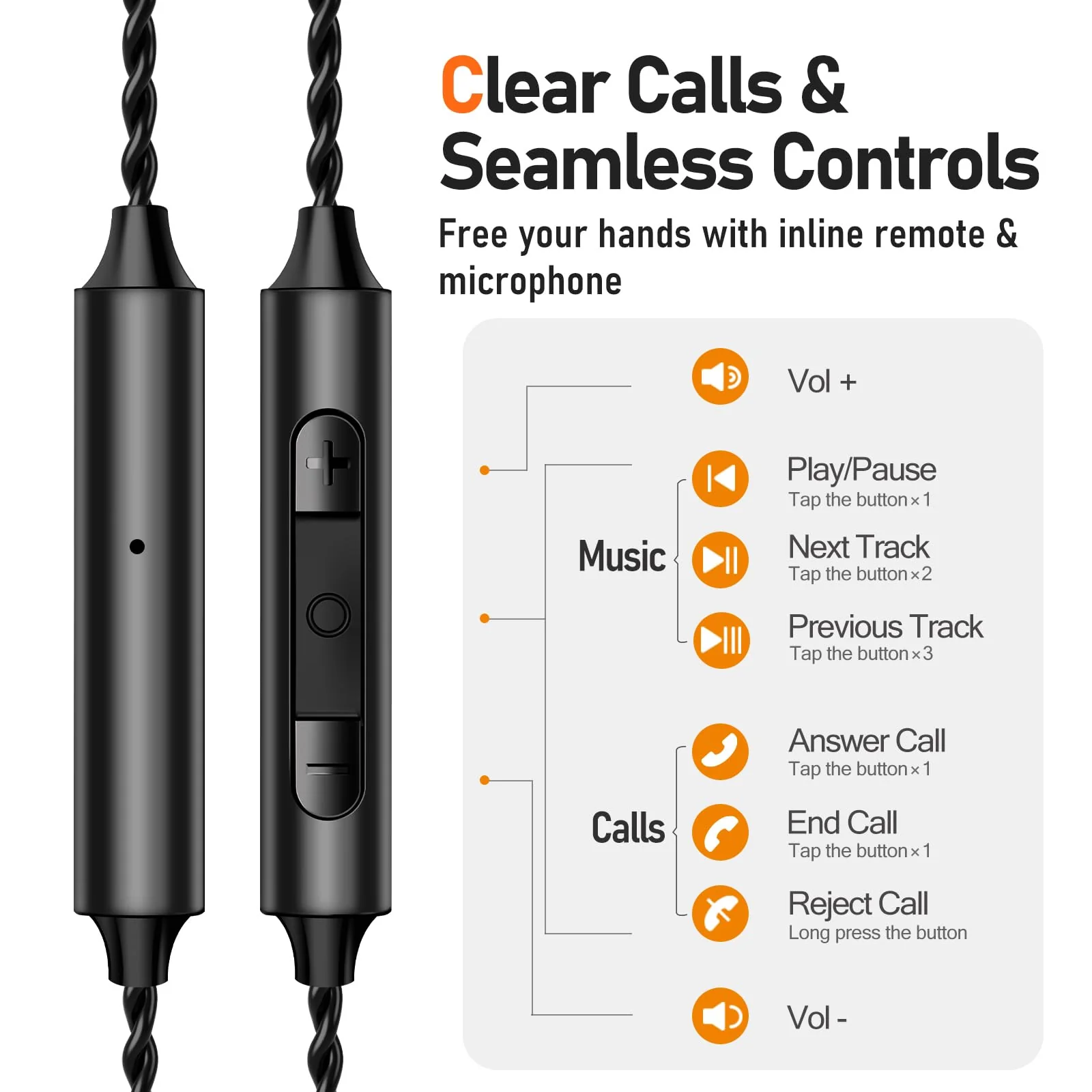 Vibes 202M Wired Earbuds - HiFi in Ear Monitor Headphones - Noise Isolating Ear Buds w/ Mic - Clear Sound, Deep Bass & Comfort-Fit Gaming Earphones - MMCX to 3.5mm & Silver Plated Cord, Carrying Case 3.5mm & Mic 1-Black - Image 9