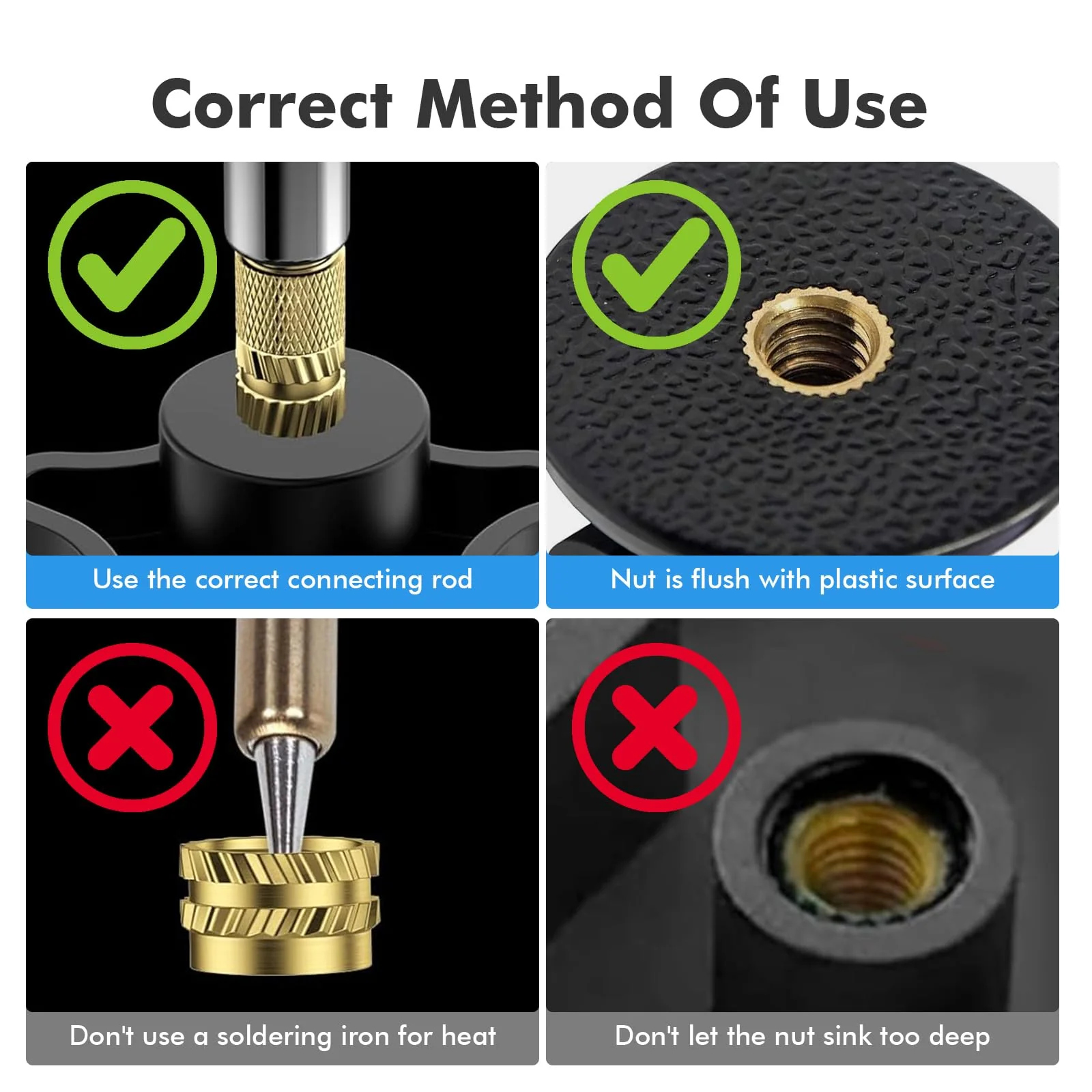 VIBINHO Threaded Inserts Soldering Tips Set, 130 Pieces Melting Thread, 6 Soldering Tips, 3D Printing Thread Inserts, Easy Use, Thread Inserts M2/M3/M4/M5/M6/M8 - Image 2