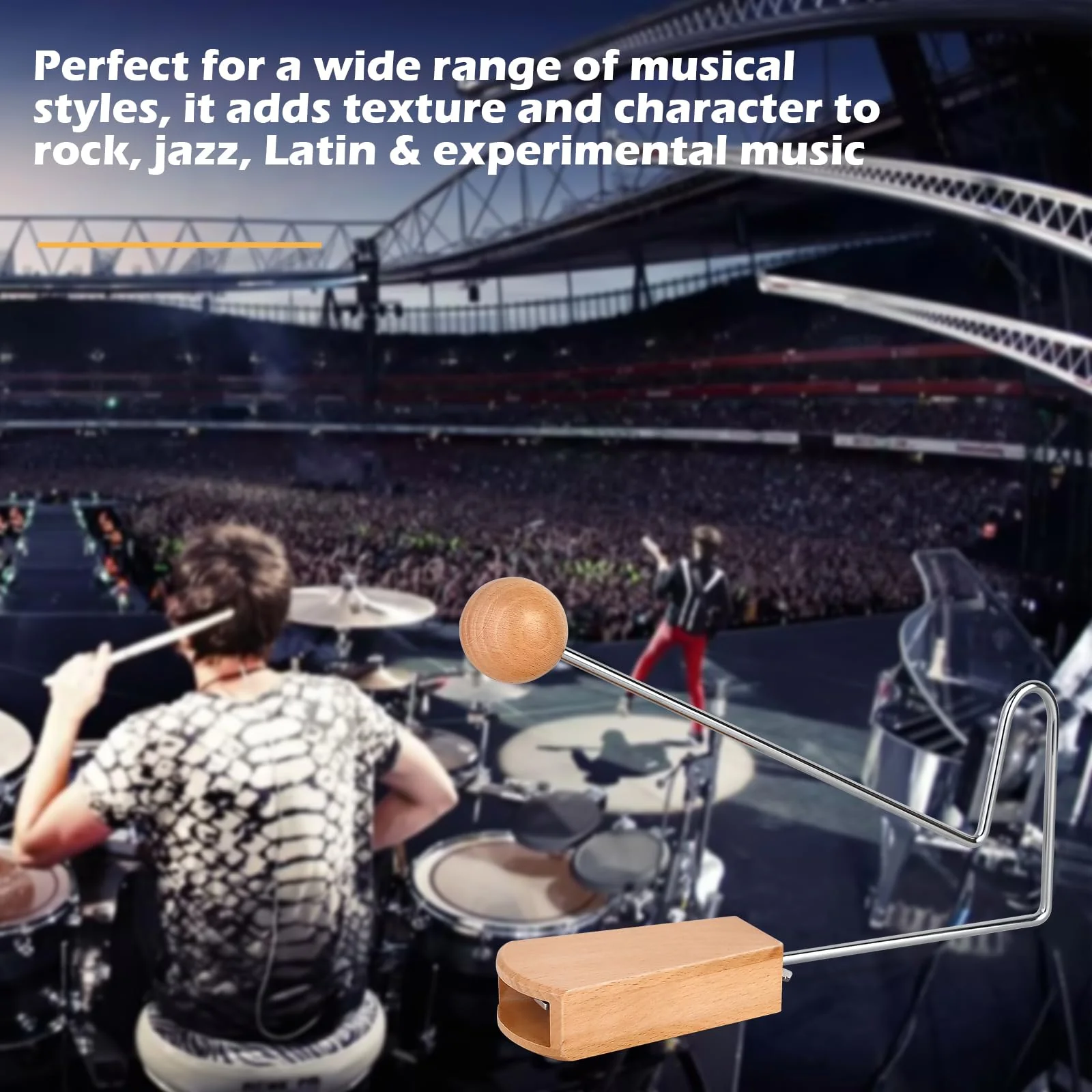 Vibraslap, Percussion Instrument, Latin Hand Percussion Instrument, Easy to Use Handheld Rattling Sound Effect for Musicians, Bands, and Studios - Image 6