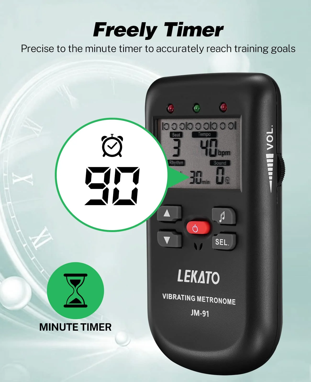Vibrating Metronome for Piano Guitar Drum Ukulele Practice, Electronic Digital Metronome with Timer, Counts by Male/Female Vocal, by LEKATO Size a - Image 3