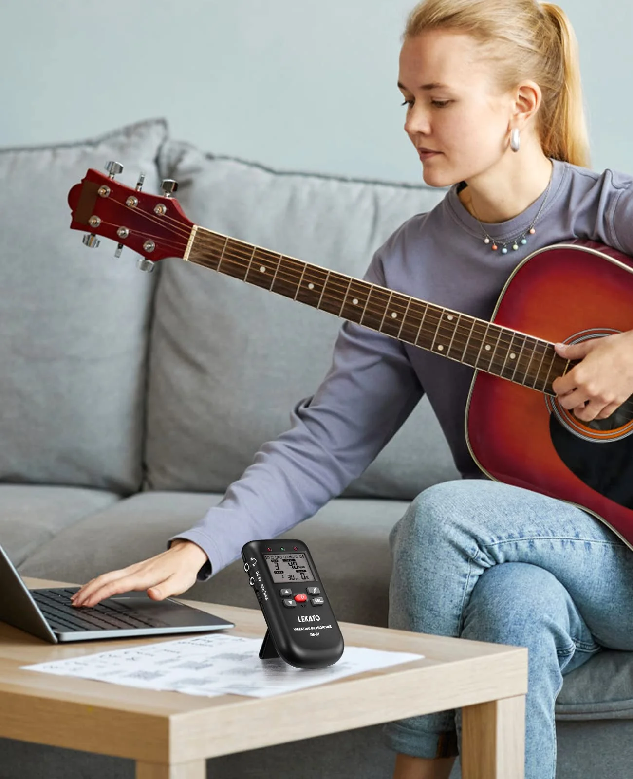 Vibrating Metronome for Piano Guitar Drum Ukulele Practice, Electronic Digital Metronome with Timer, Counts by Male/Female Vocal, by LEKATO Size a - Image 7