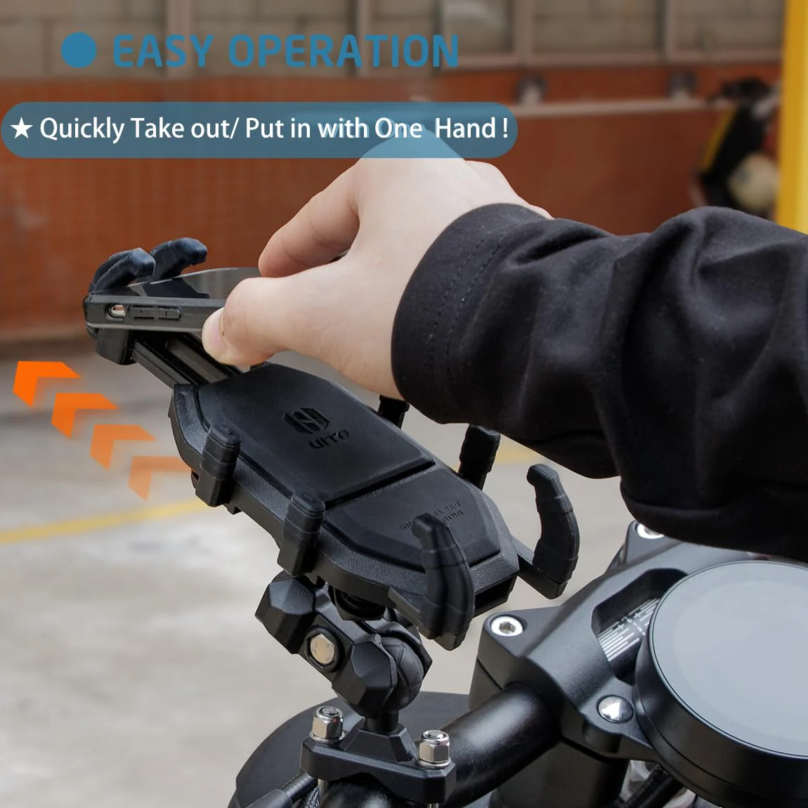 Vibration Damping Motorcycle Phone Mount -Shock Absorbing Bracket with Anti-Theft Design & 1" Ball Base 360° Rotation Universal for 4.0"-7.2" Phones, Fits for 0.5"-1.3" Handlebars - Image 5