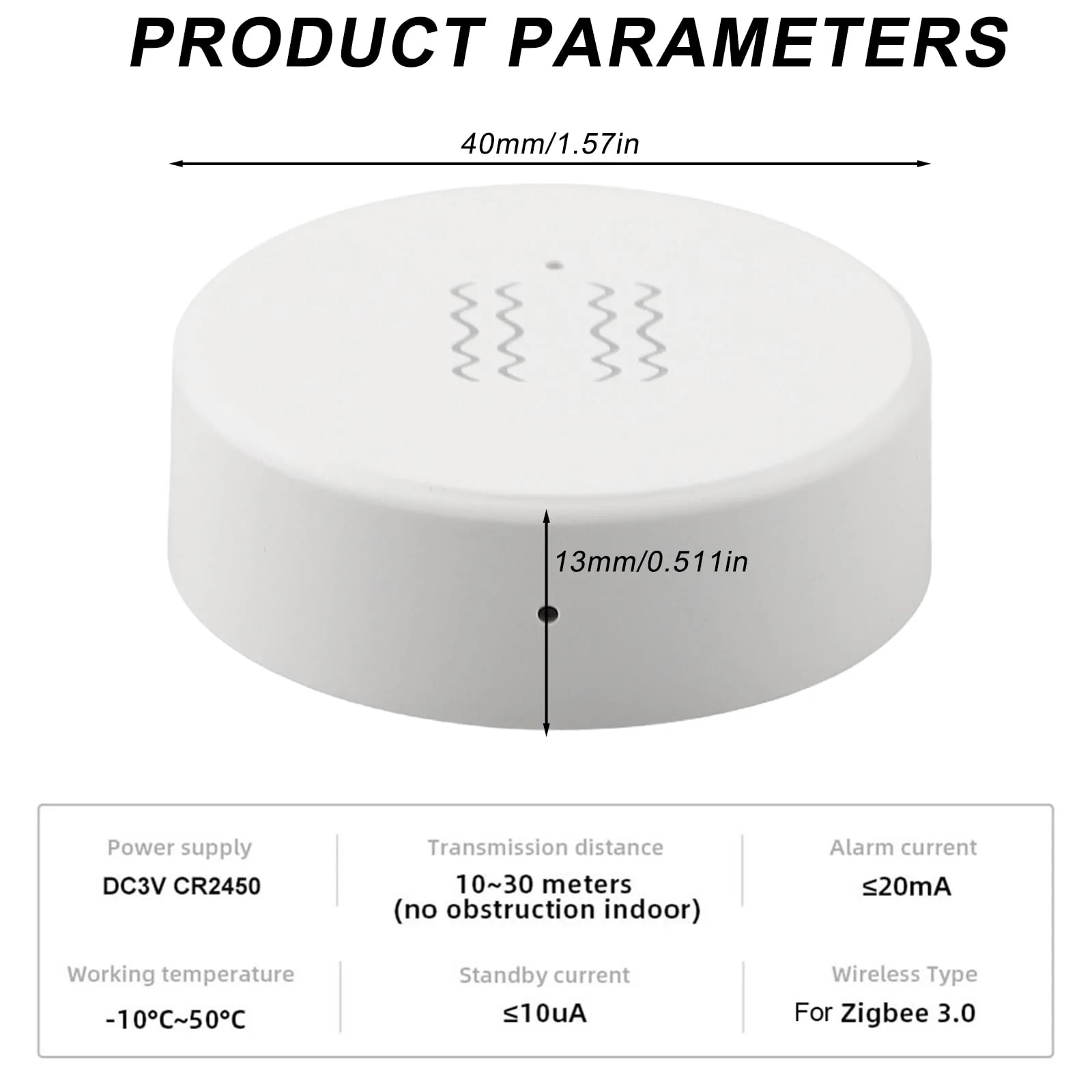 Vibration Sensor for Tuya Zig-bee Smart Vibration Sensor Tilt Sensor Real Time Monitoring Alarm Adjustable Sensitivity 40 x 40 x 13 mm - Image 3