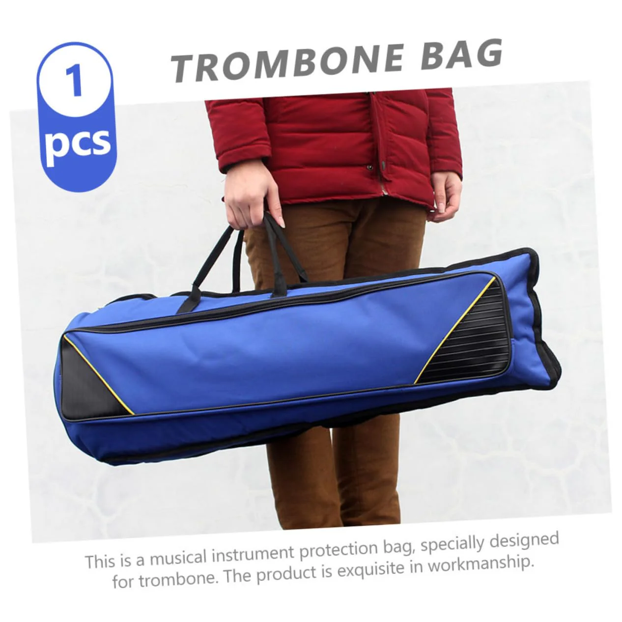 VICASKY 1pc Saxophone Case Mute Sax Gig Bag 2-in-1 Carrying Backpack Case with Flute Pocket Small Trombone Instrument Thickened Oxford Cloth Storage Bag Soft Sax Case with Backpack Straps - Image 7