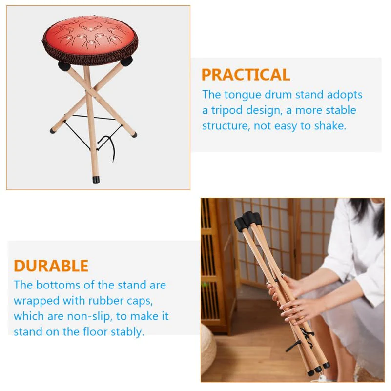 VICASKY Handpan Stand Steel Drum Hand Pan Bongo Stick Display Holder Sticks Rack Car Mounted Lightweight Djembe Floor Tongue Wood Bracket Vaguelly Portable Tripod Show Racks For Drums Instruments - Image 7
