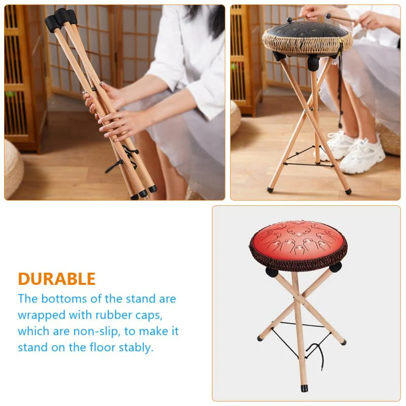 VICASKY Handpan Stand Steel Drum Hand Pan Bongo Stick Display Holder Sticks Rack Car Mounted Lightweight Djembe Floor Tongue Wood Bracket Vaguelly Portable Tripod Show Racks For Drums Instruments - Image 8