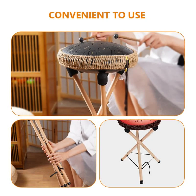 VICASKY Handpan Stand Steel Drum Hand Pan Bongo Stick Display Holder Sticks Rack Car Mounted Lightweight Djembe Floor Tongue Wood Bracket Vaguelly Portable Tripod Show Racks For Drums Instruments - Image 9