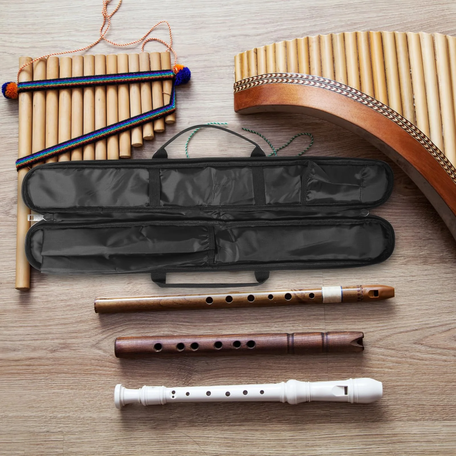 VICASKY Lightweight Handbags Accessories Accessory - Bamboo Flute Bag Storage Lightweight Handbags USA Accessories Accessory Case Carrying Pouches Black - Image 8