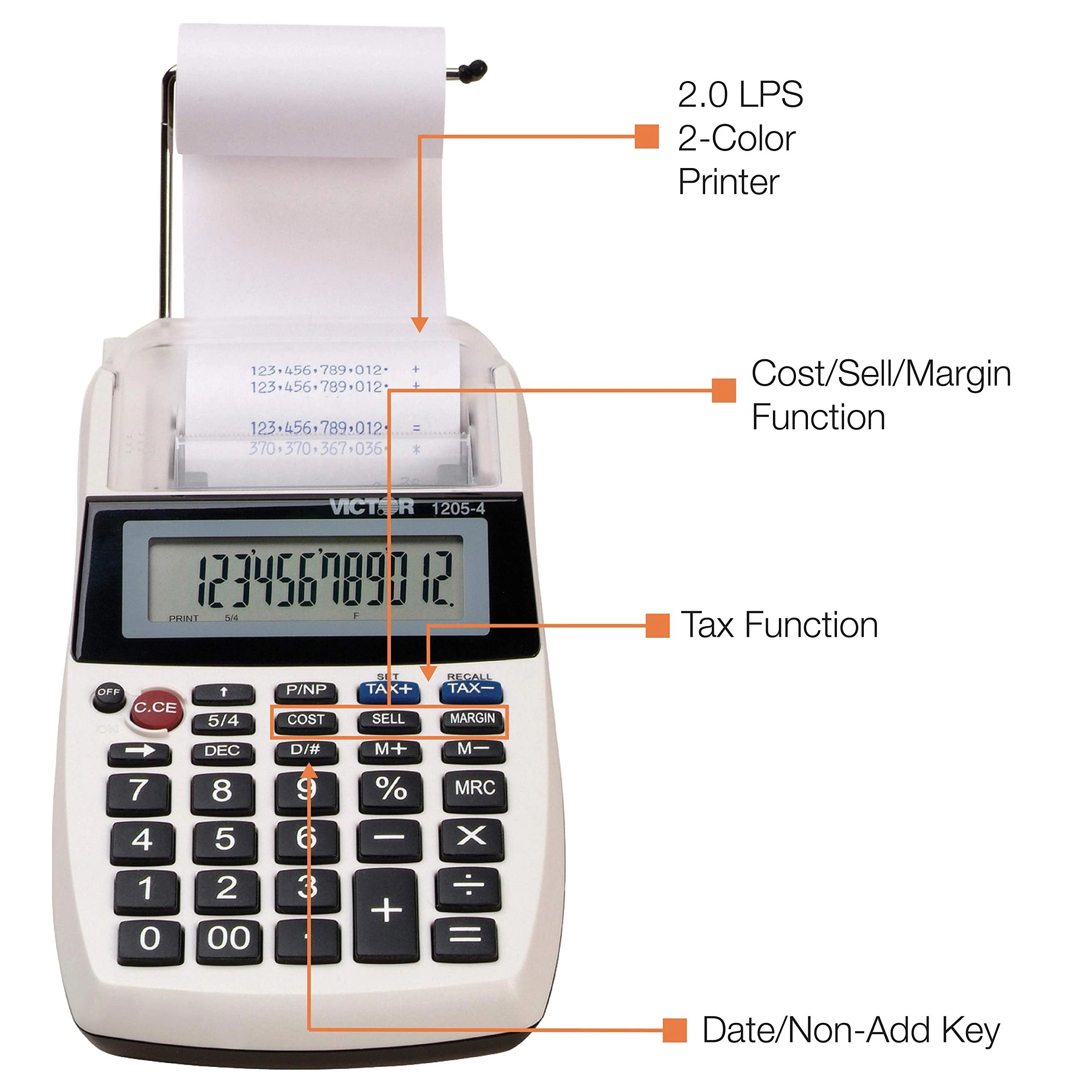 Victor 1205-4 12 Digit Portable Palm/Desktop Commercial Printing Calculator 1.8" x 4" x 8" - Image 5