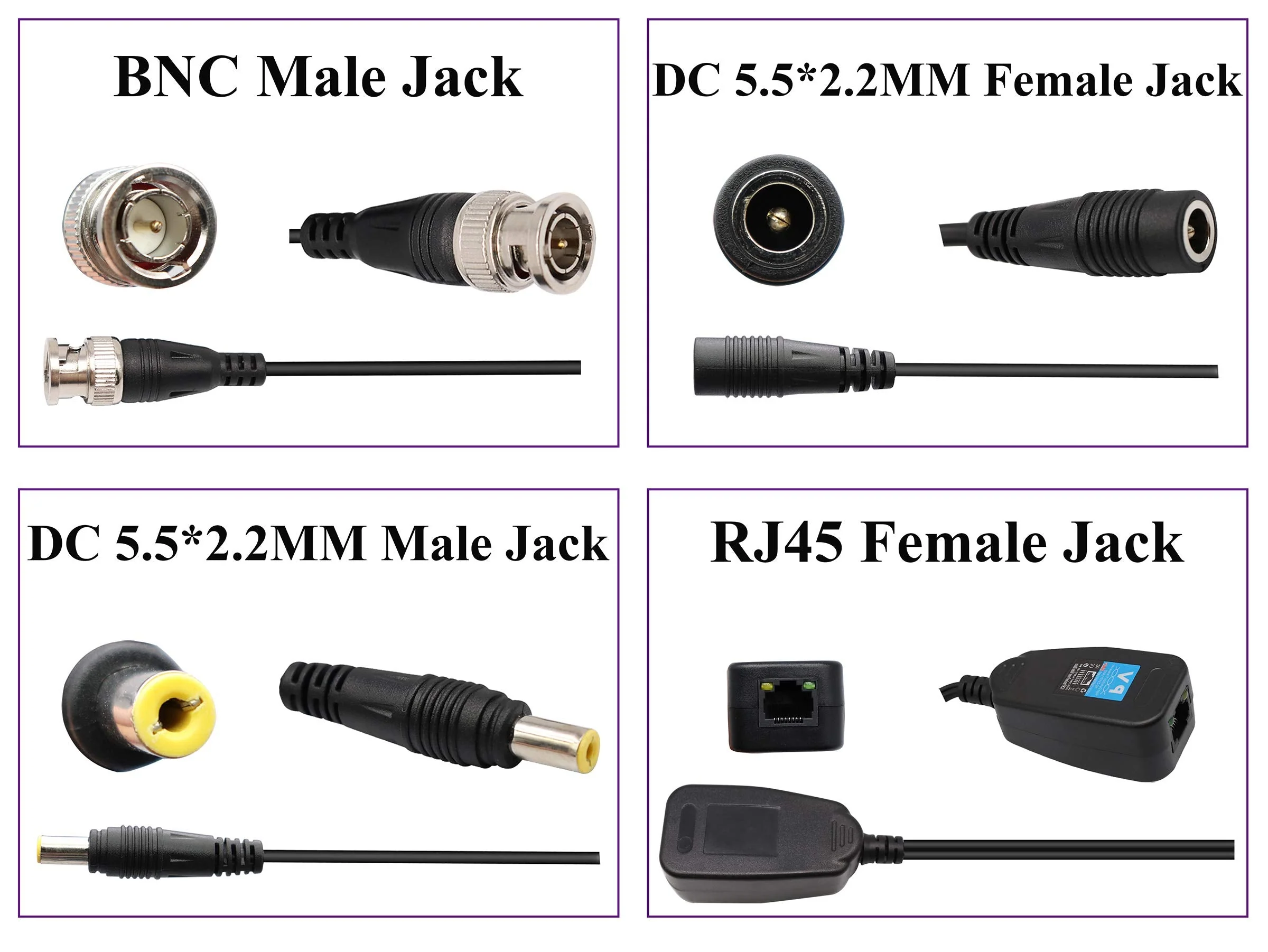 Video Balun RJ45 to BNC Transceiver Transmitter HD-CVI/TVI/AHD/CVBS with DC Power Connector for 1080P 3MP 4MP 5MP 8MP CCTV Security DVR Surveillance Camera System (4Pairs) 4Pairs - Image 6