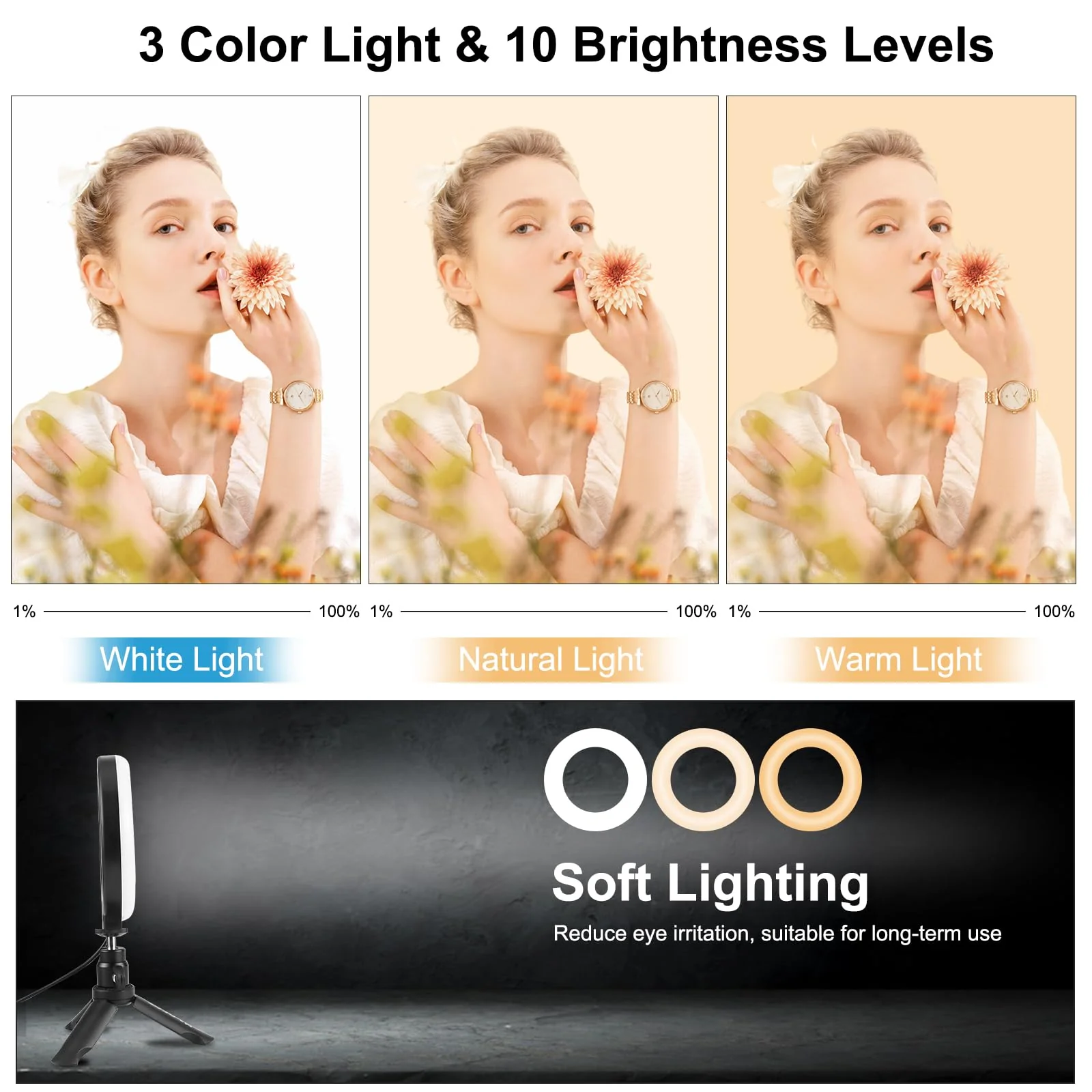 Video Conference Lighting Kit, 3200k-6500K Dimmable Led Ring Light Clip on Laptop Monitor for Webcam Lighting/Zoom Calls/Remote Working/Self Broadcasting and Live Streaming/YouTube Video/TikTok 6.2 inch - Image 2