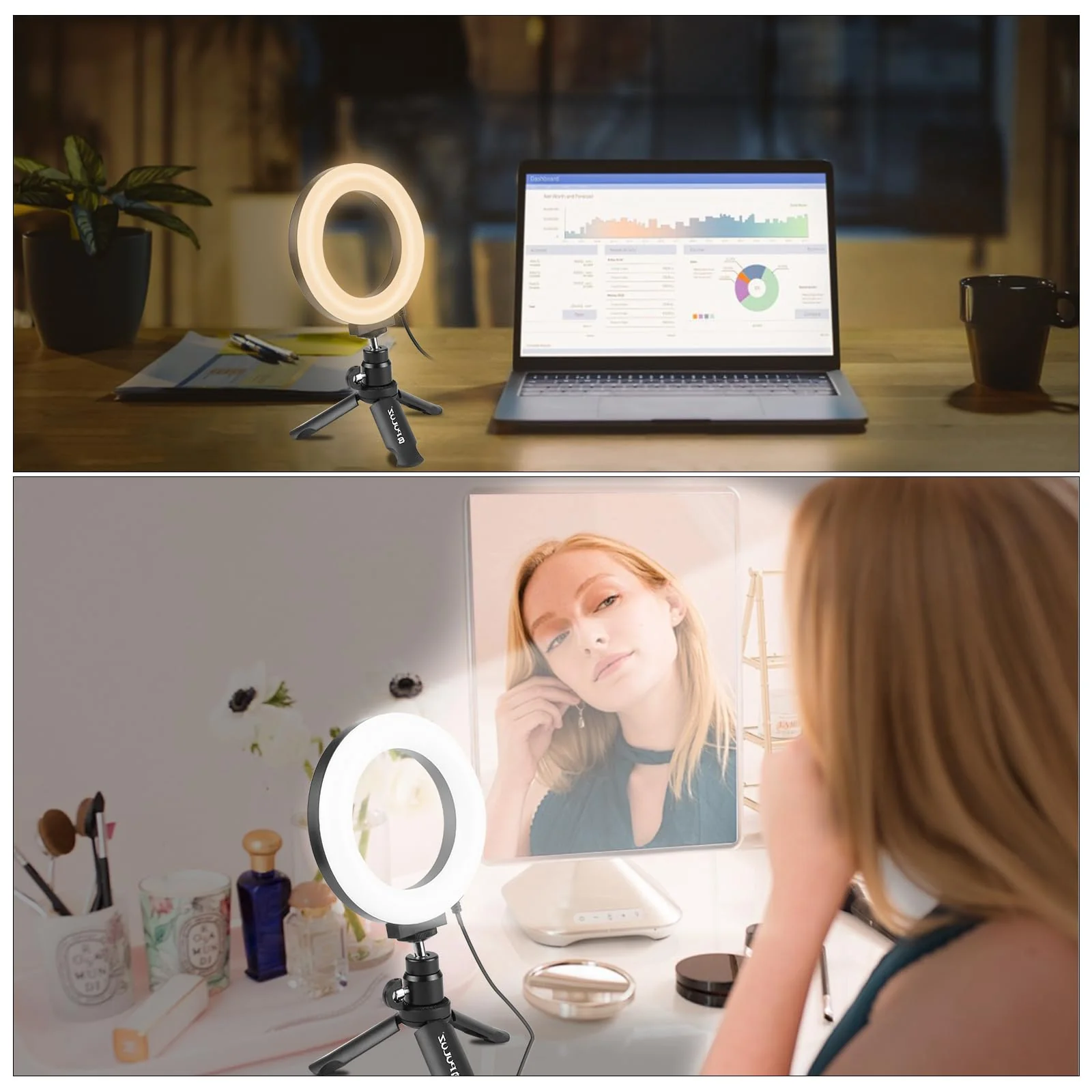 Video Conference Lighting Kit, 3200k-6500K Dimmable Led Ring Light Clip on Laptop Monitor for Webcam Lighting/Zoom Calls/Remote Working/Self Broadcasting and Live Streaming/YouTube Video/TikTok 6.2 inch - Image 3